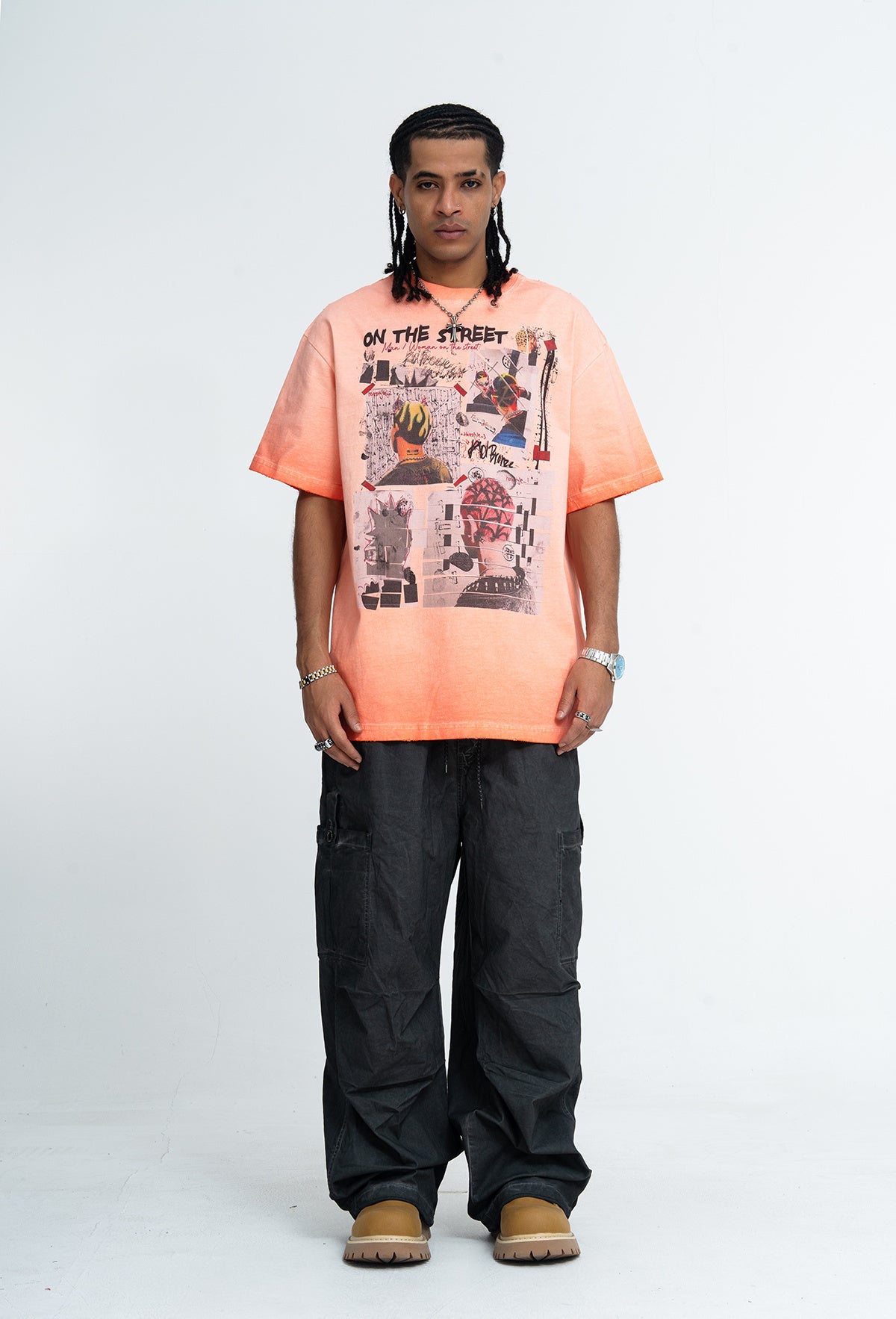 Omirad On The Street Vintage Wash Collage Graphic Tee