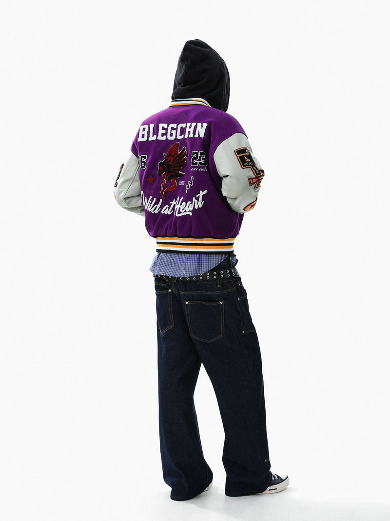 Wild at Heart Embroidered Varsity Jacket | Streetwear Bomber