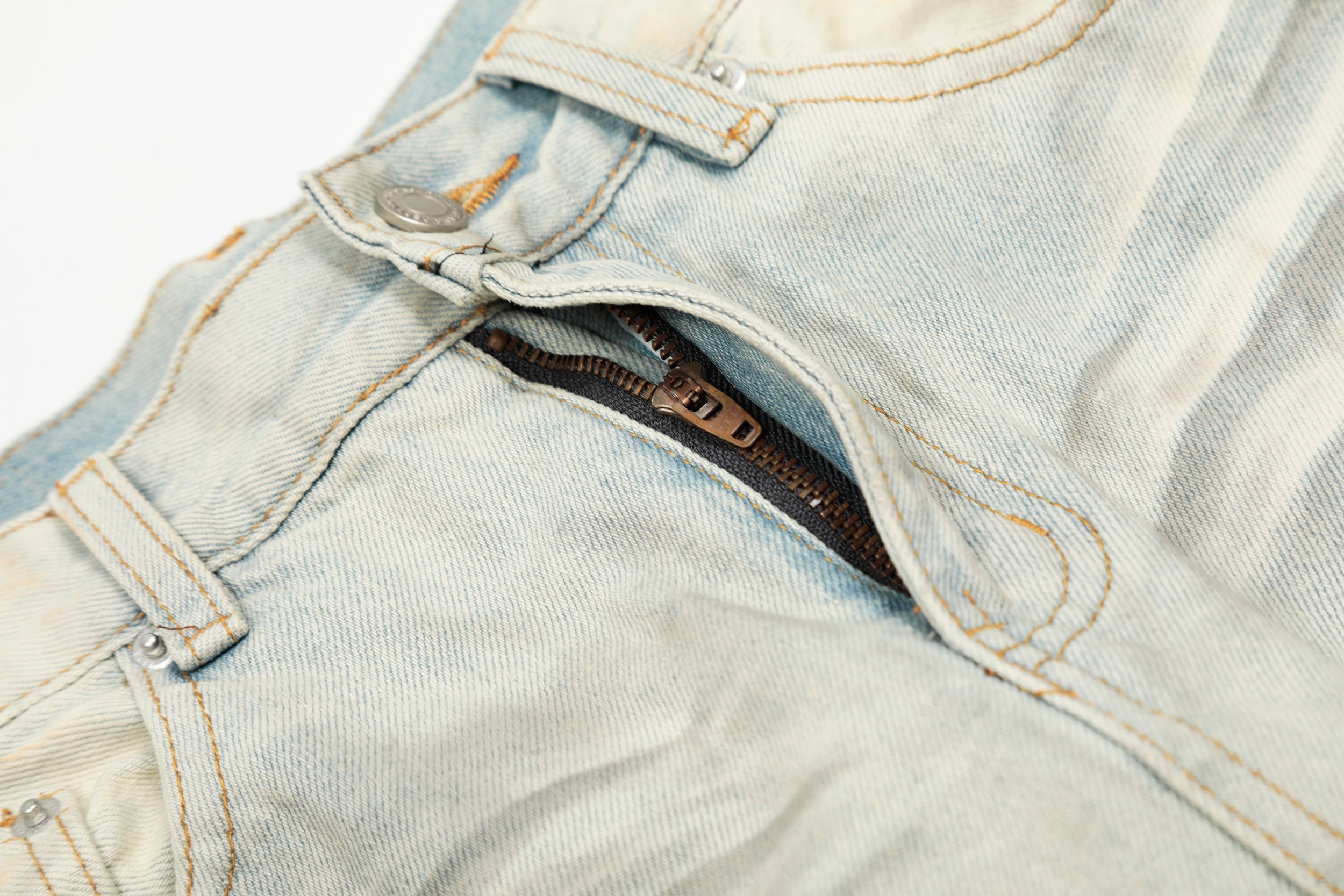 Omirad Cream Distressed Wide-Leg Jeans | Heavy Ripped Denim