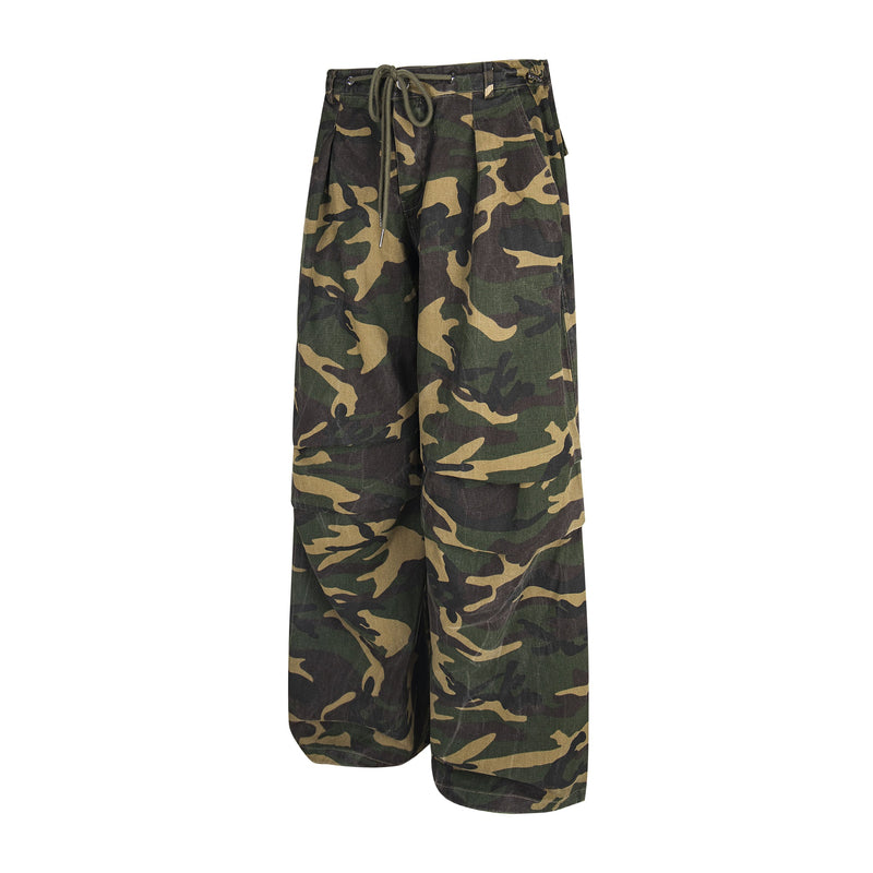 Omirad Camo Wide-Leg Cotton Pants | Military Streetwear