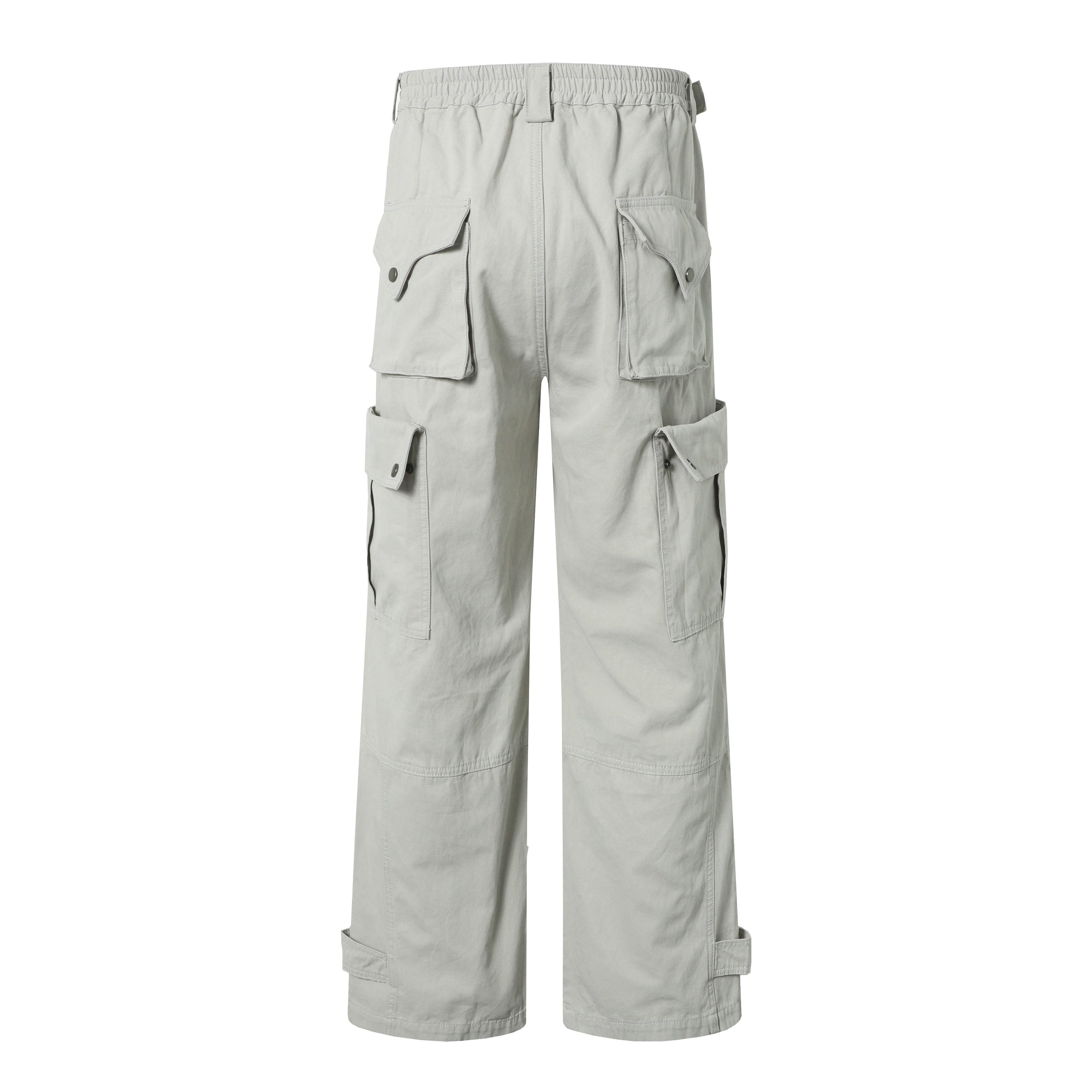 Wide-Leg Multi-Pocket Cargo Pants with Adjustable Hem