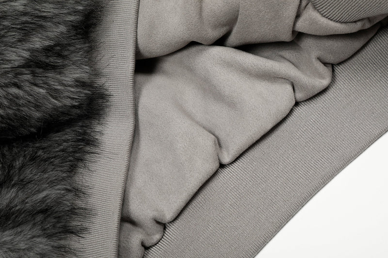 Reversible Faux Fur & Suede Hooded Bomber Jacket