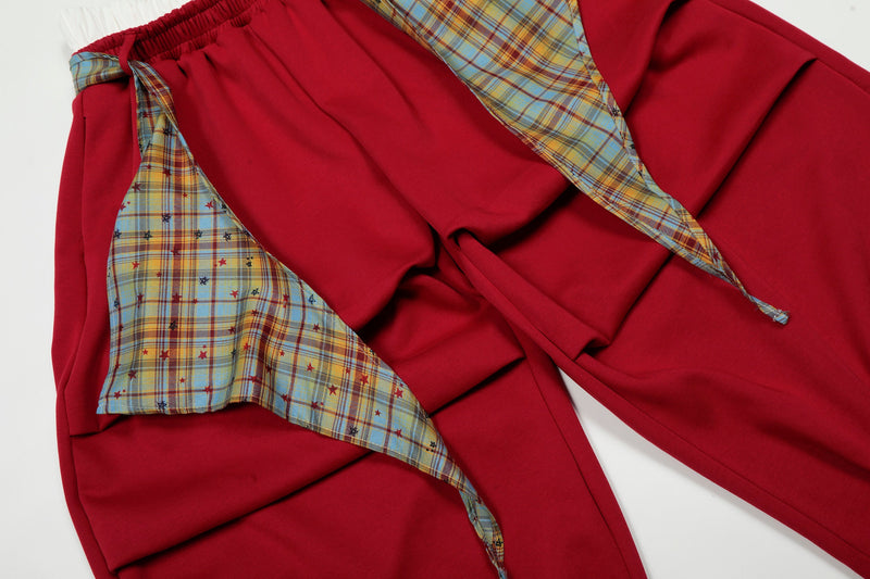 Plaid Drape Stacked Pants | Avant-Garde Streetwear
