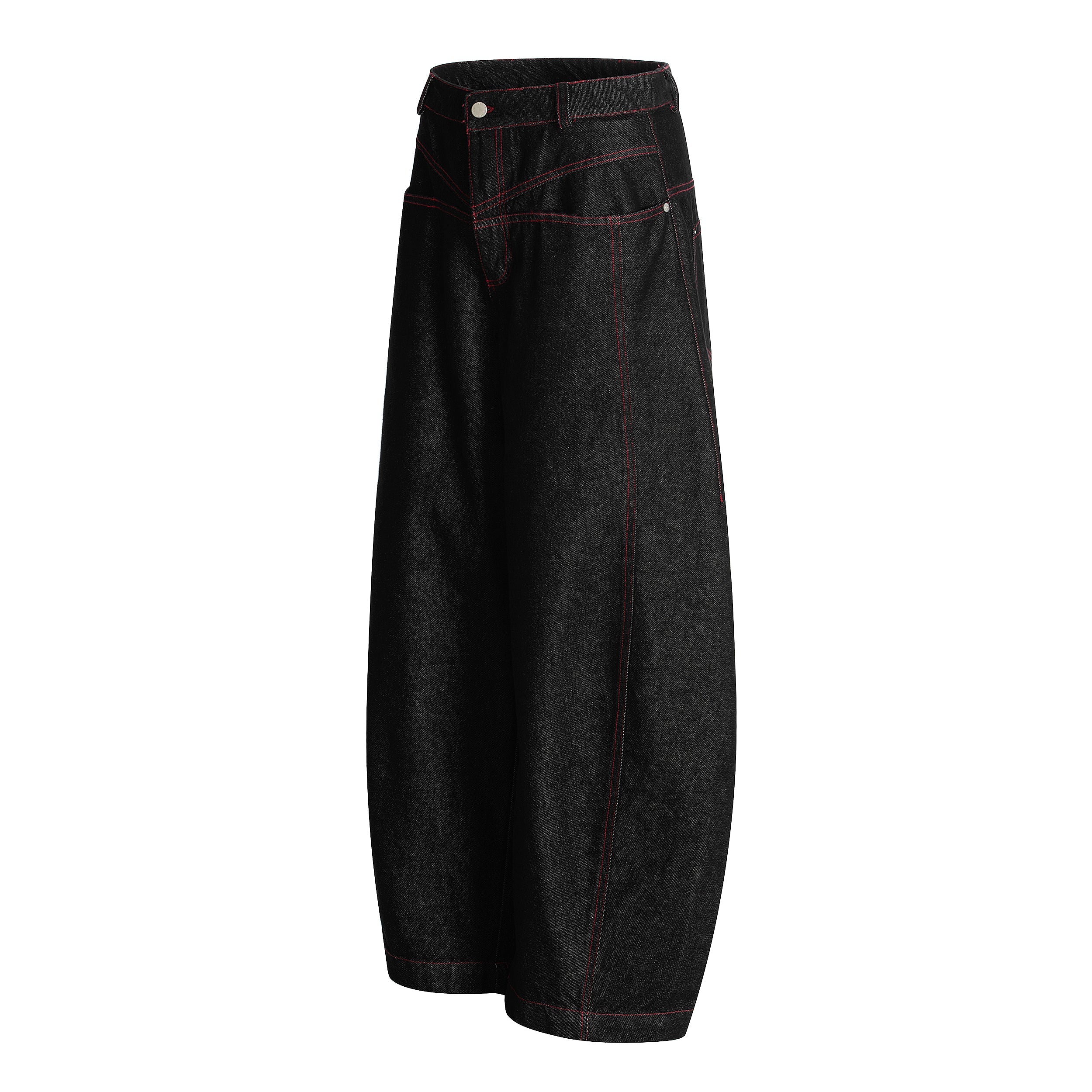 Omirad Red Stitch Barrel Denim Pants | Wide Leg Jeans
