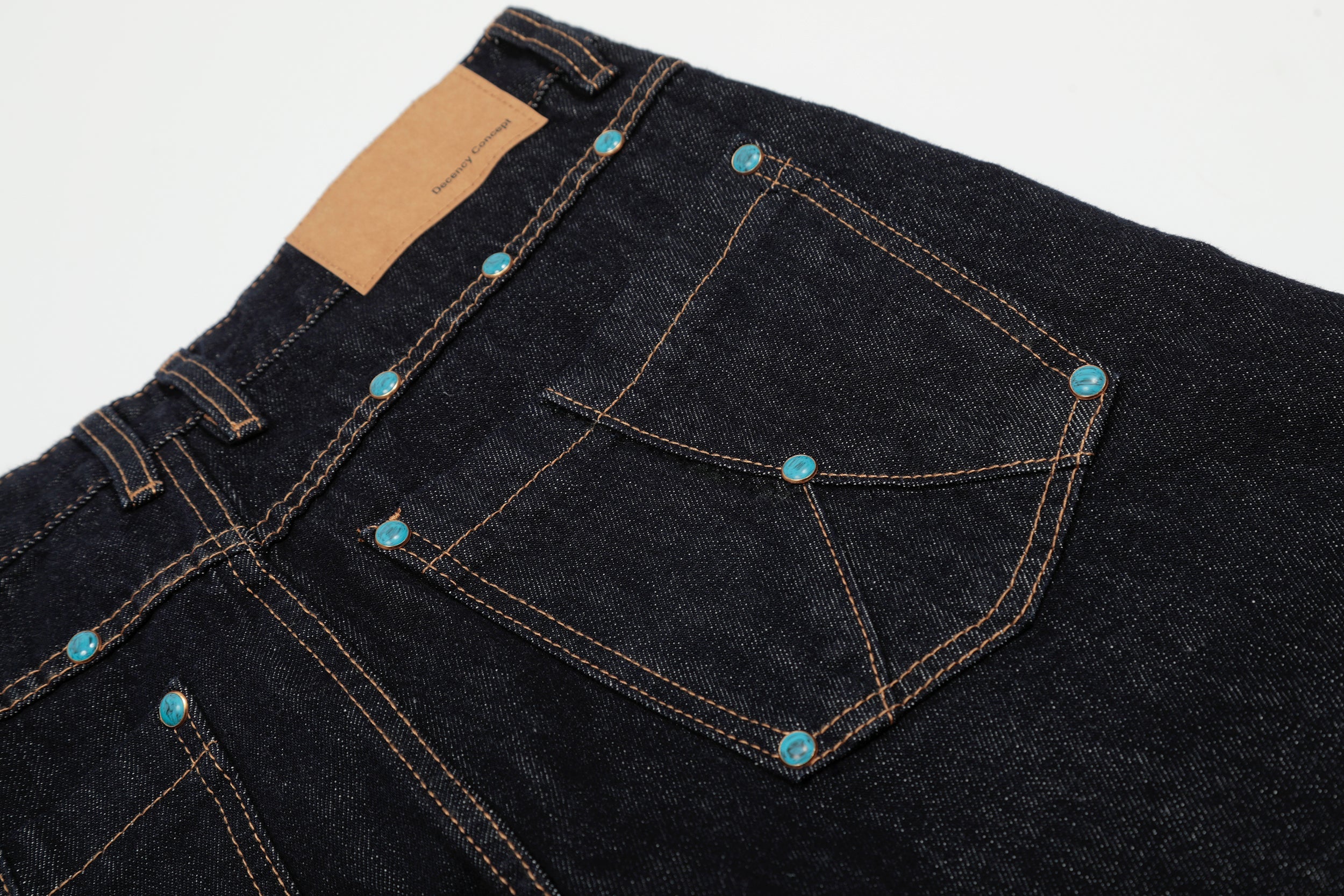 Omirad Studded Dark-Wash Wide-Leg Jeans | SEAKOFF