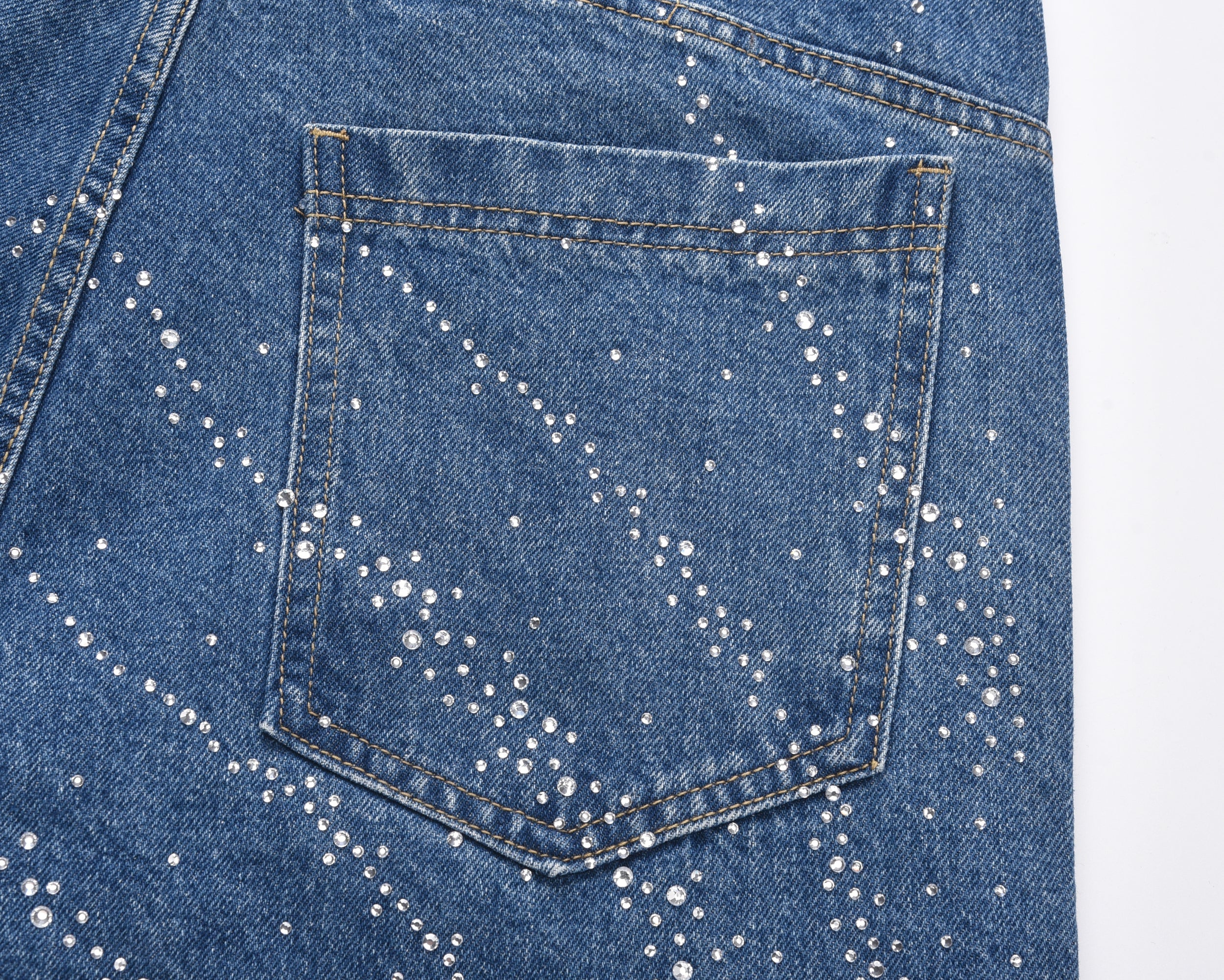 Rhinestone Burst Denim Shorts | Y2K Crystal Embellished