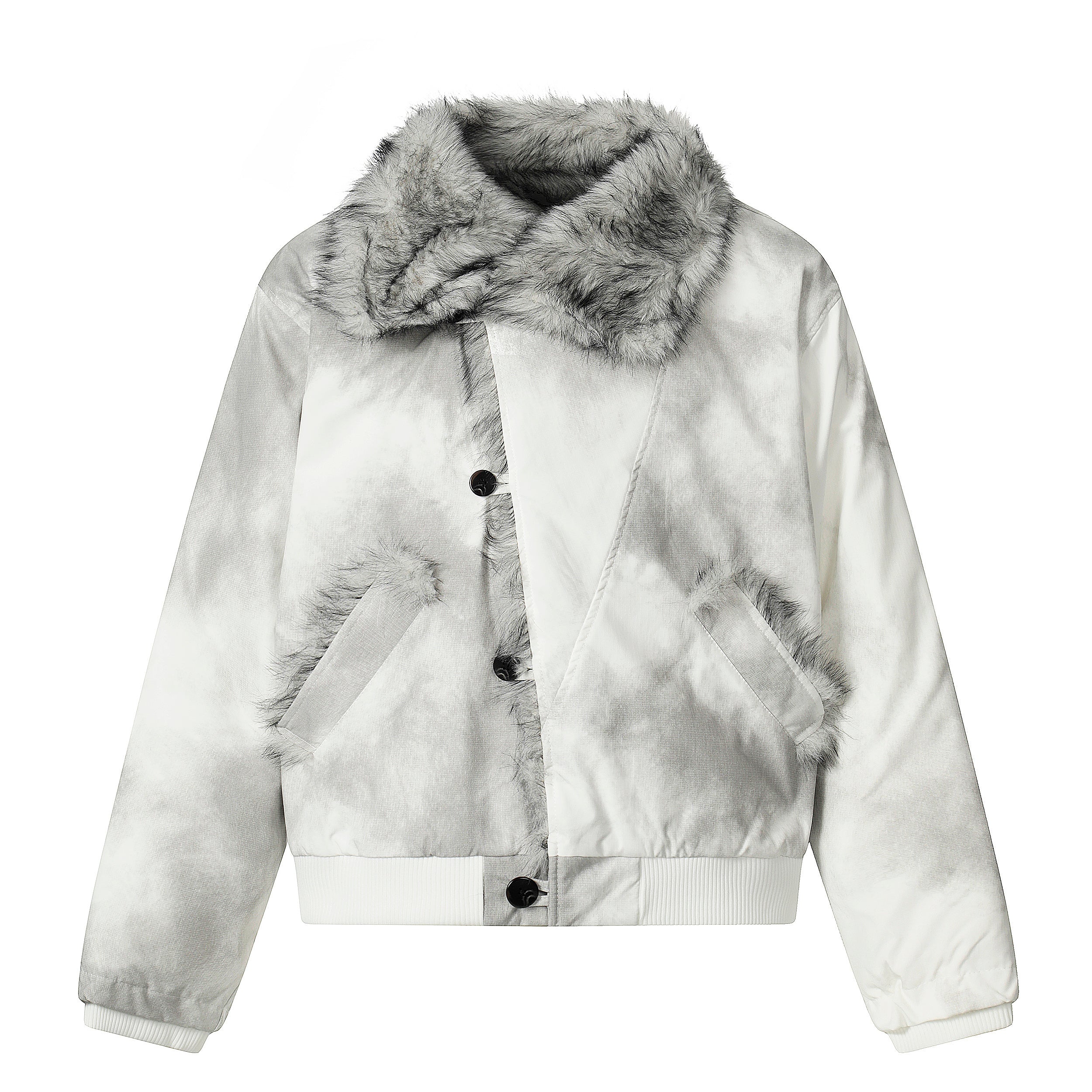 Faux Fur Panel Cropped Bomber Jacket | Streetwear Winter Coat