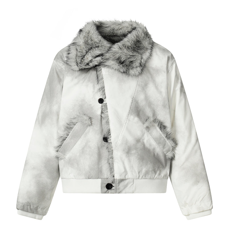 Faux Fur Panel Cropped Bomber Jacket | Streetwear Winter Coat