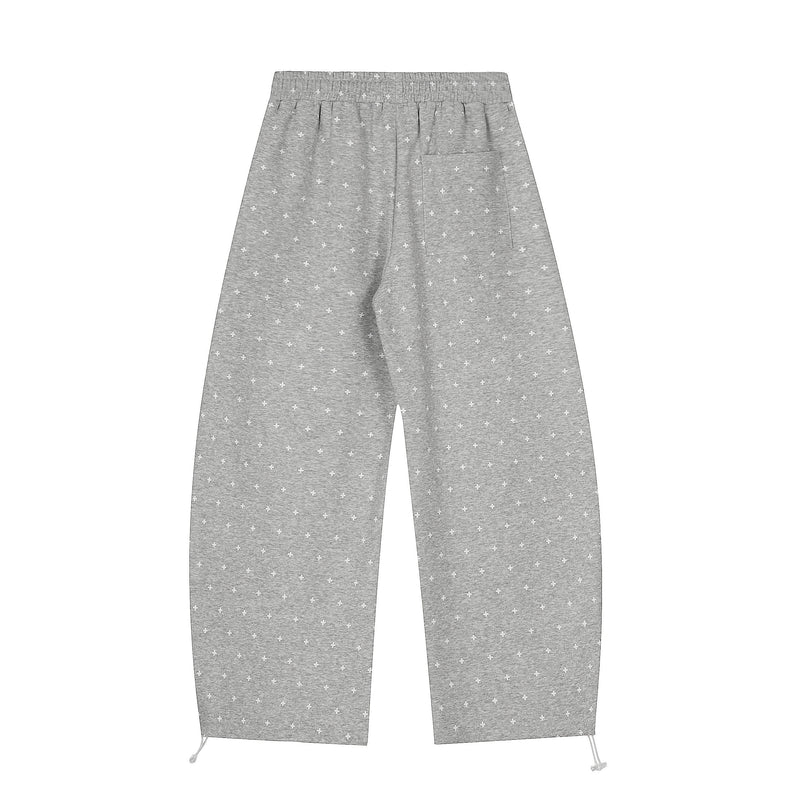 Star Print Wide-Leg Sweatpants with Plush Star Charm