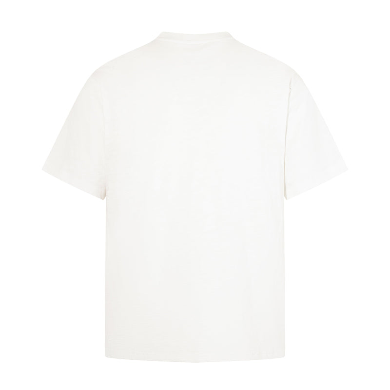 White oversized graphic t-shirt with short sleeves and a clean back view, Seakoff SWANS SINS punk streetwear tee