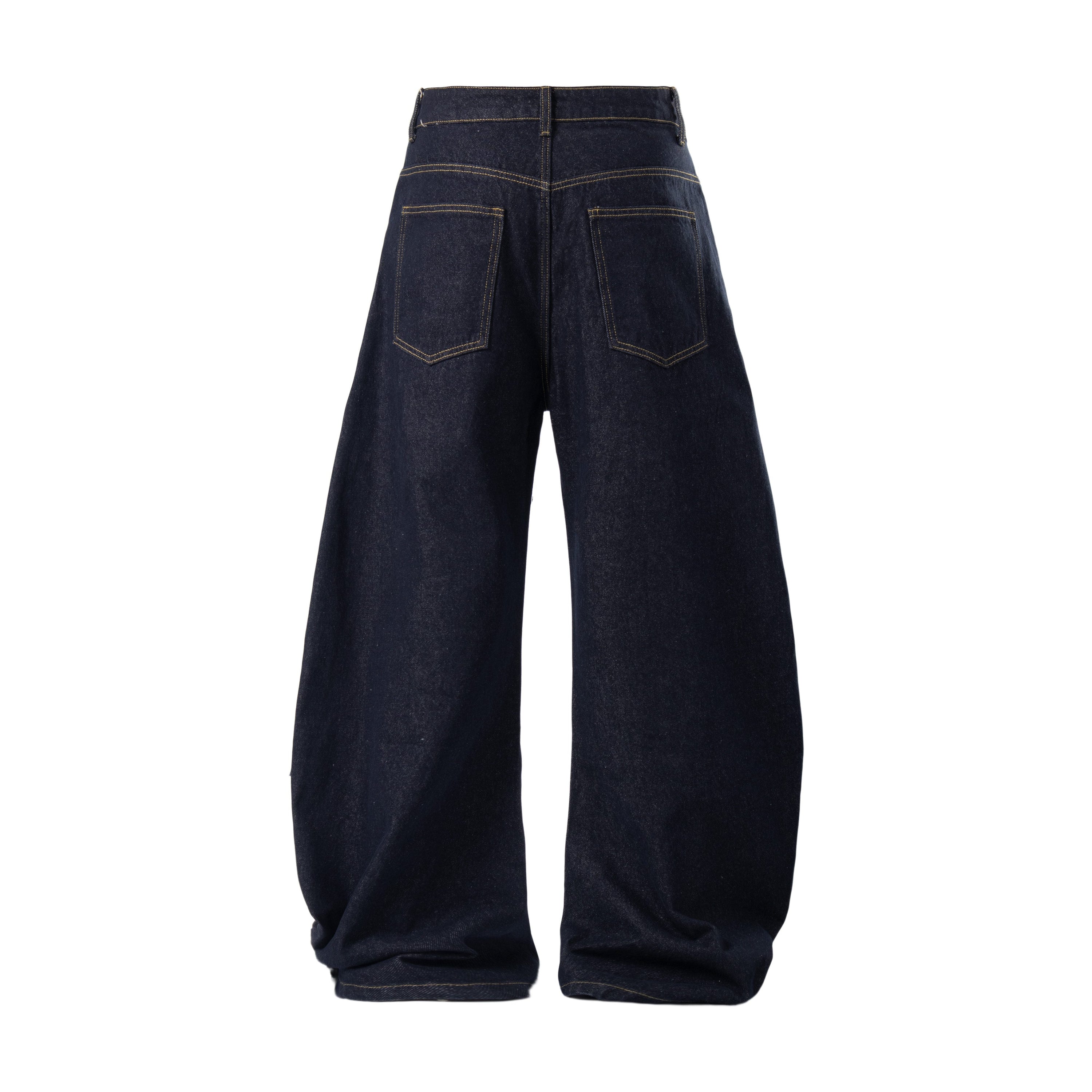 Distressed Flame Stitch Baggy Jeans | Dark Streetwear Denim