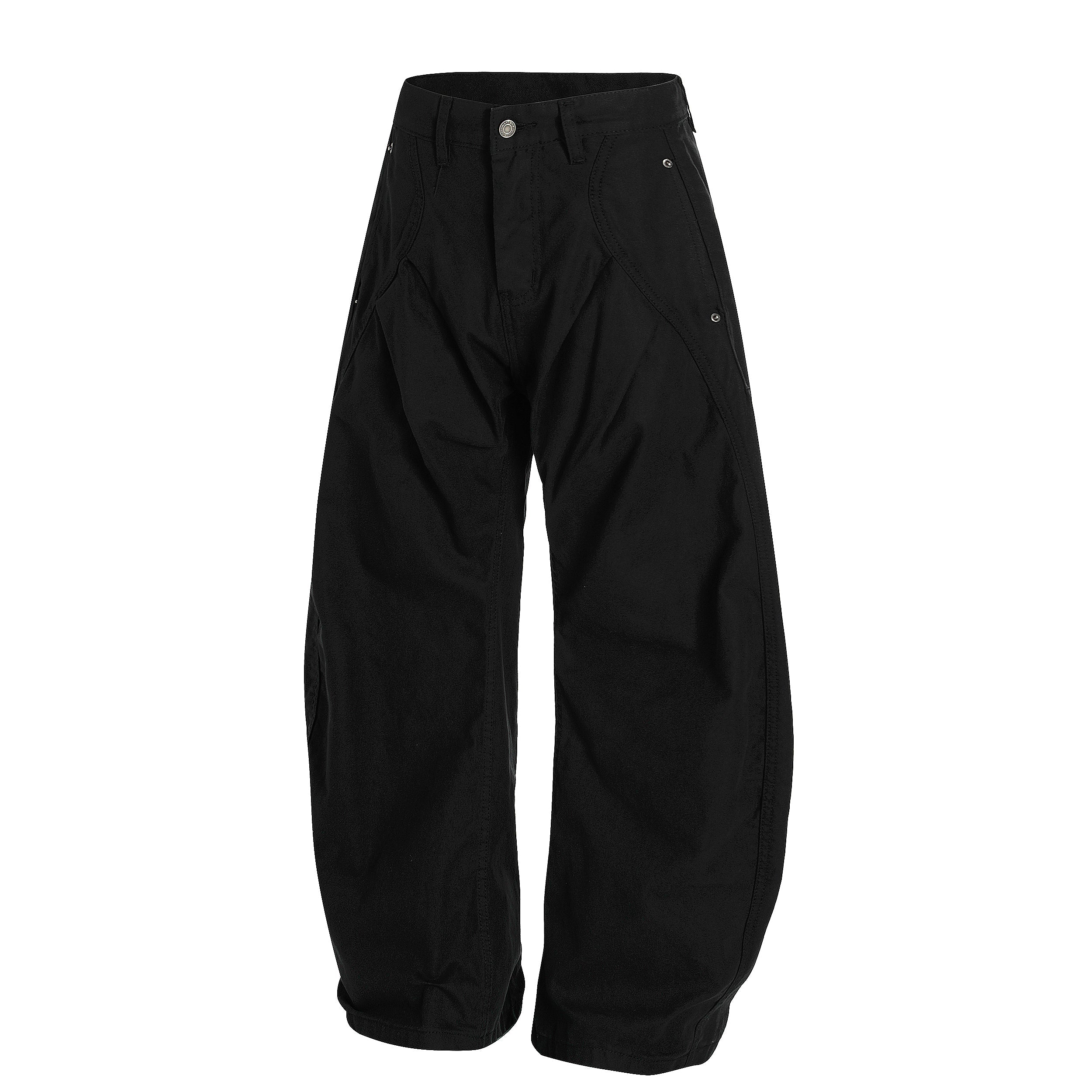 Sculpted Wide-Leg Pants | Curved Panel Cotton Trousers