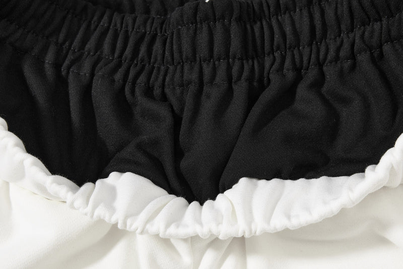 Distressed Wide-Leg Sweatpants with Contrast Waistband