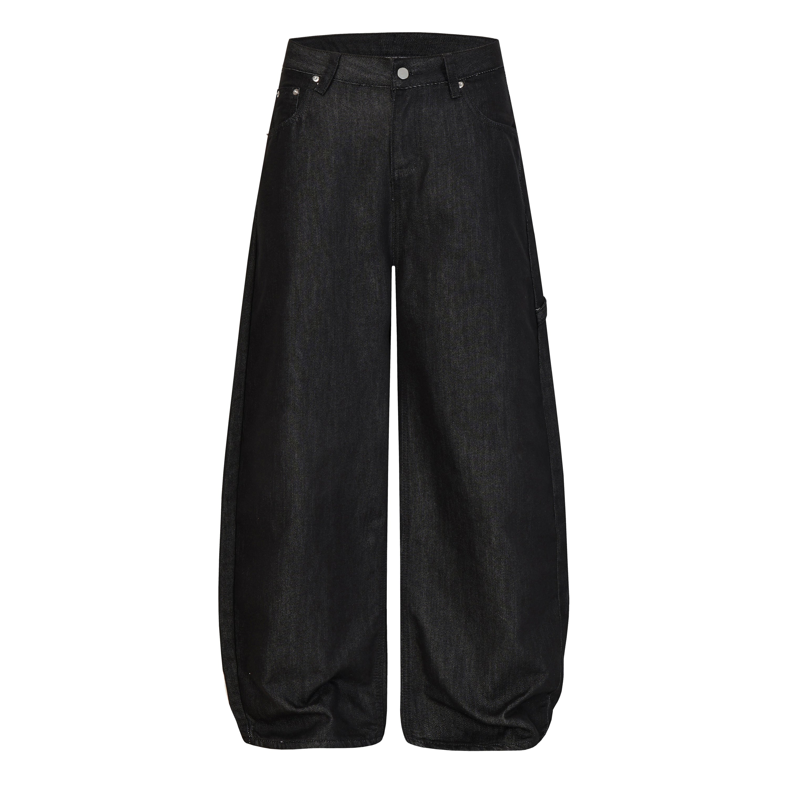 Omirad Cross Pocket Wide-Leg Jeans | Black Denim