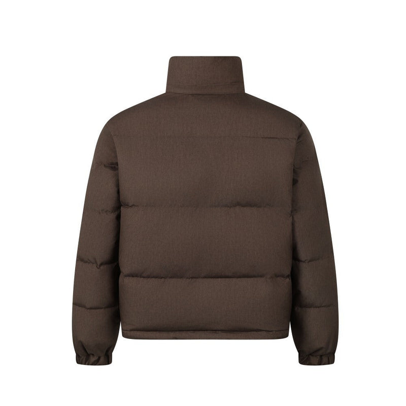Reversible Hooded Puffer Jacket | Brown & Blue Check