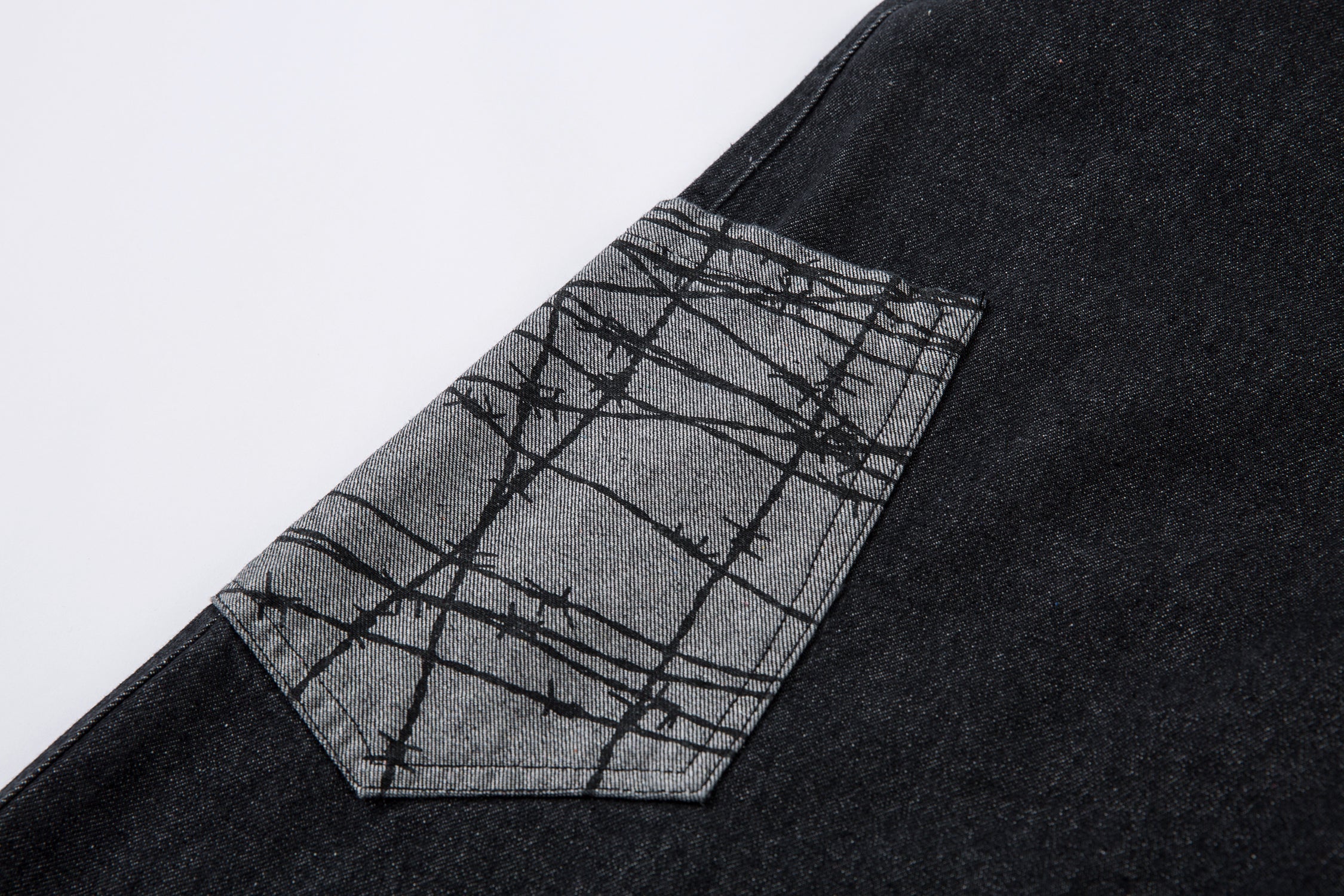 Omirad Contrast Pocket Wide-Leg Jeans | Black Denim