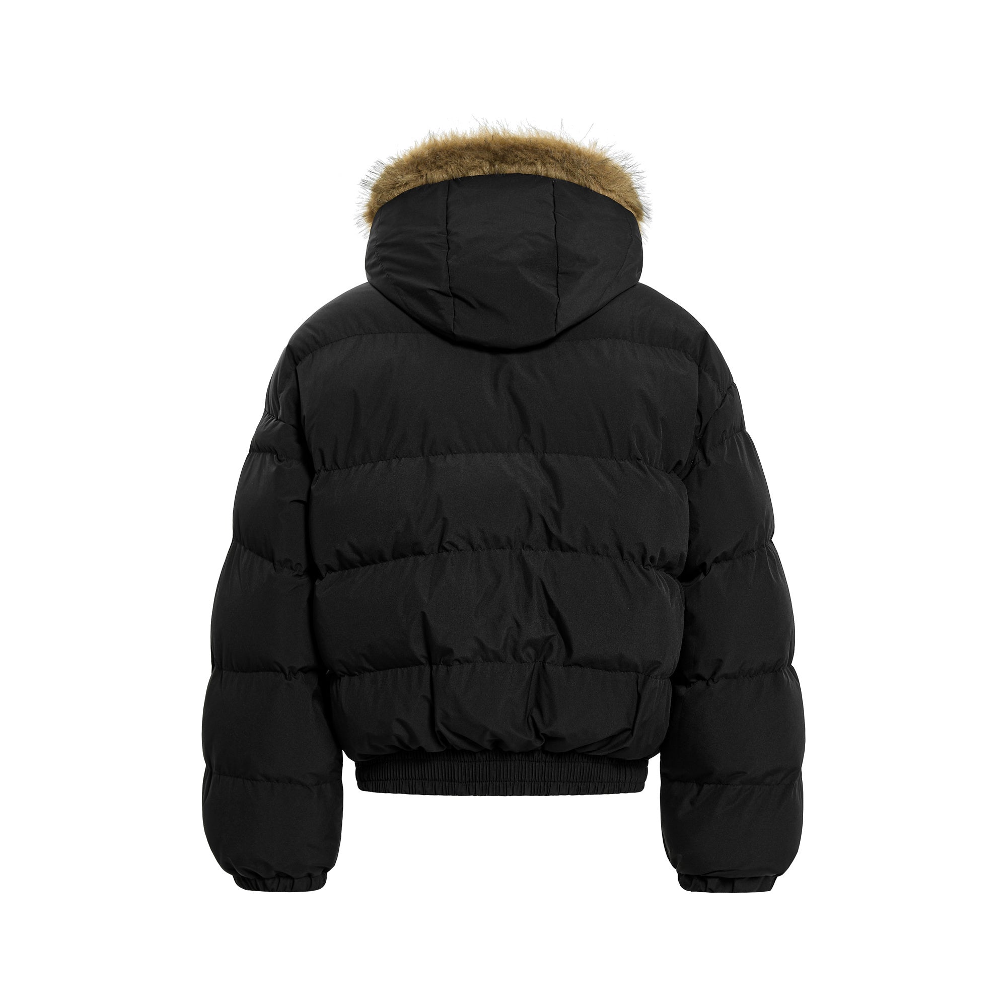 Omirad Fur-Trim Puffer Jacket | Black Hooded Bomber