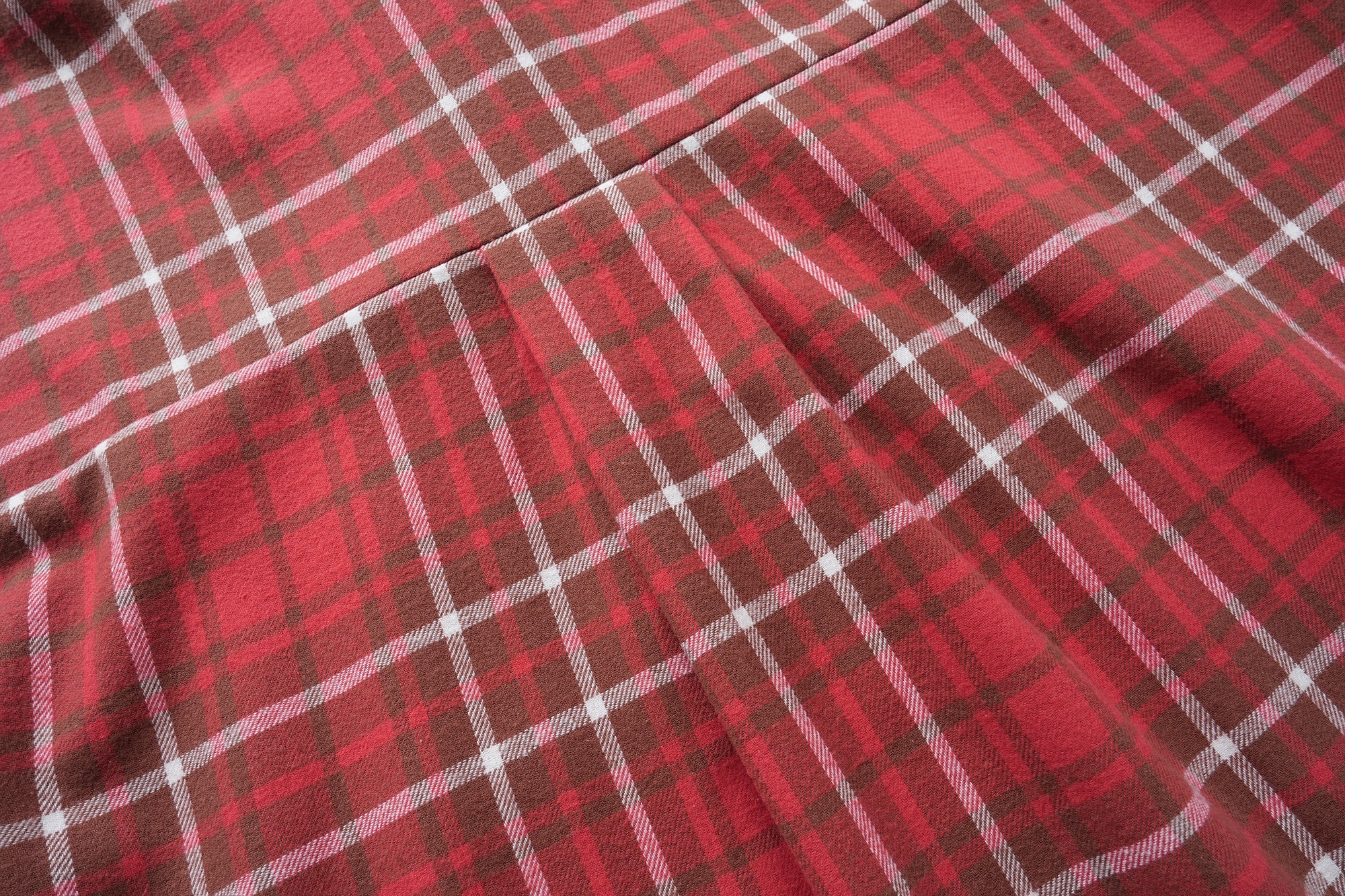 Red Plaid Patchwork Flannel Shirt | Varsity Chest Panels