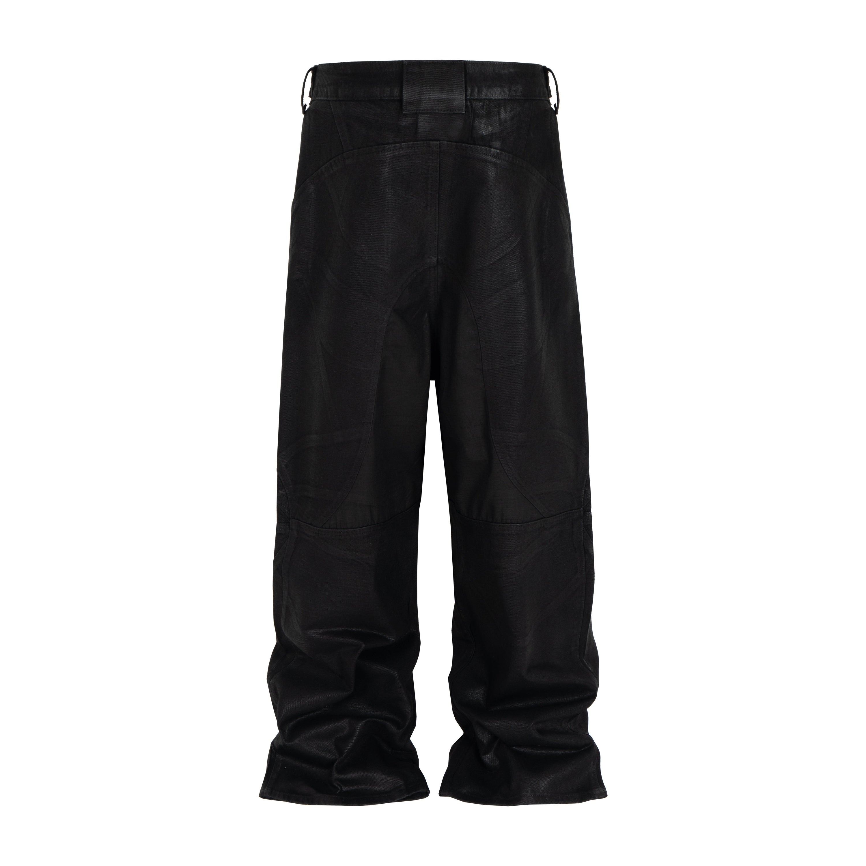Omirad Curved-Stitch Leather-Effect Wide-Leg Pants