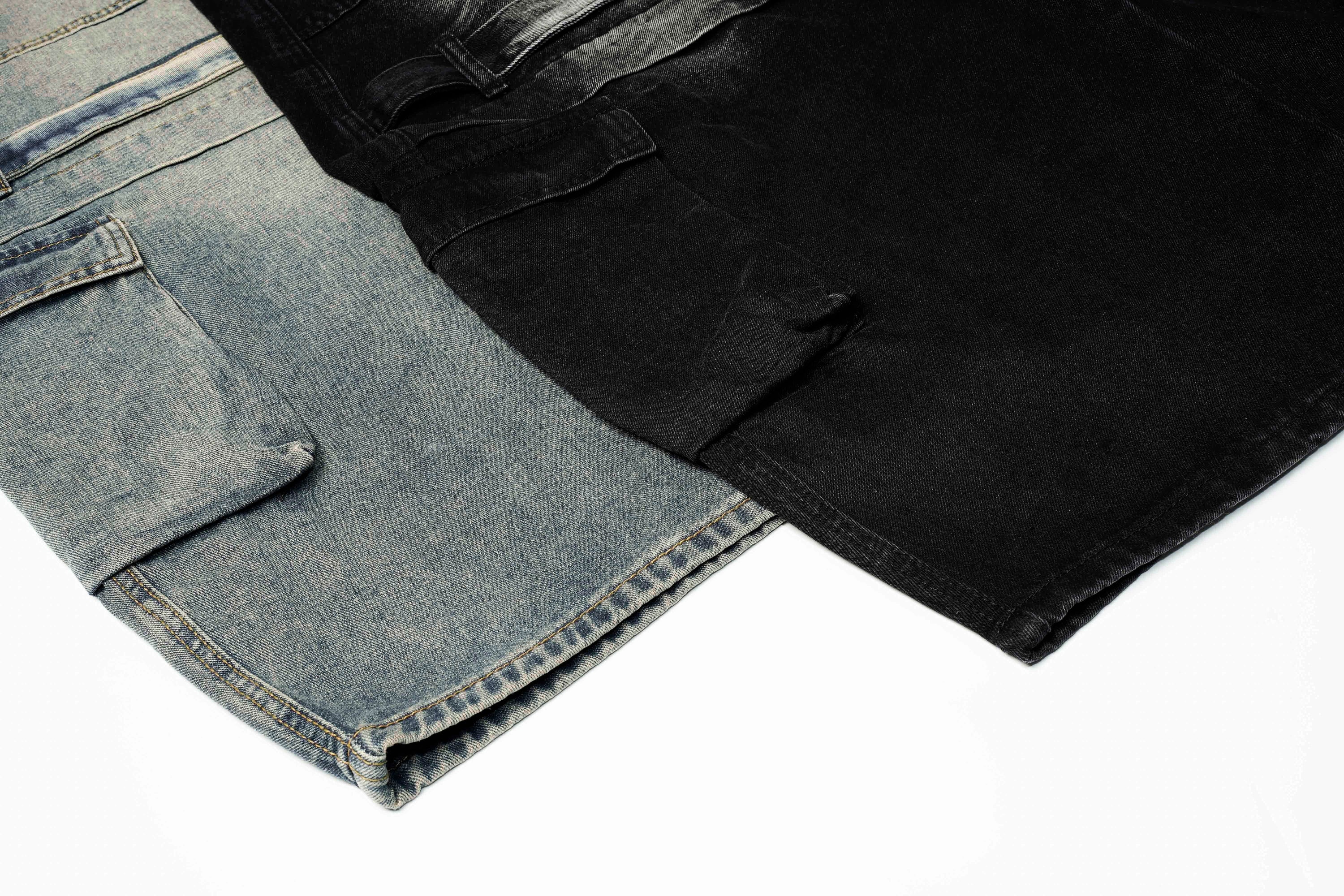Omirad Layered Cargo Arc Jeans | Wide Leg Streetwear Denim