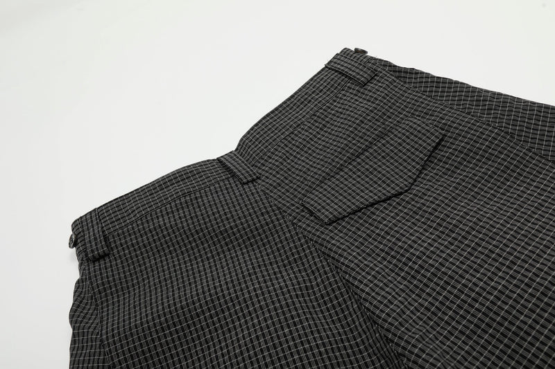 Omirad Micro-Check Curved-Leg Wide Trousers