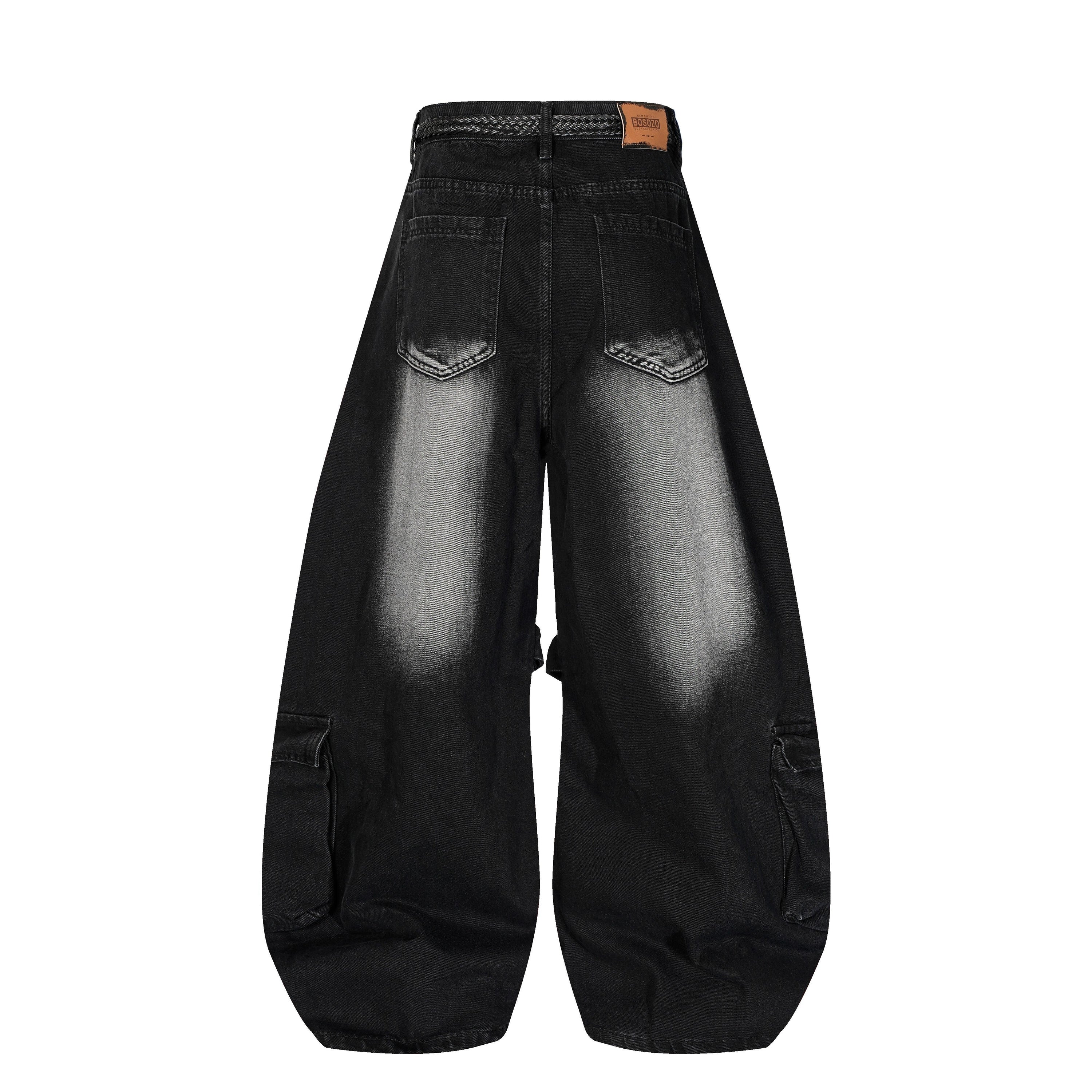Omirad Layered Cargo Arc Jeans | Wide Leg Streetwear Denim