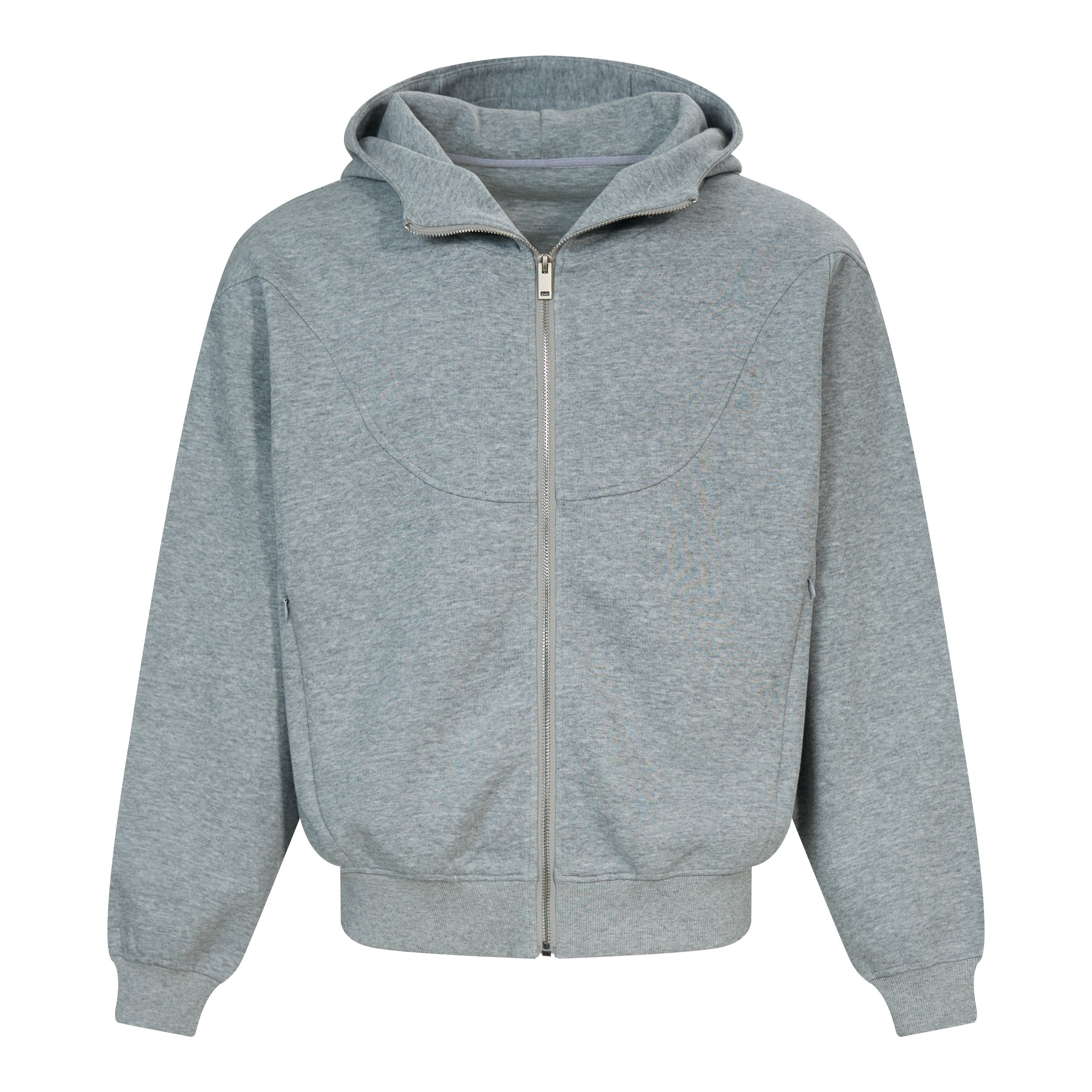 Curved Panel Full-Zip Hoodie | Relaxed Streetwear Fleece