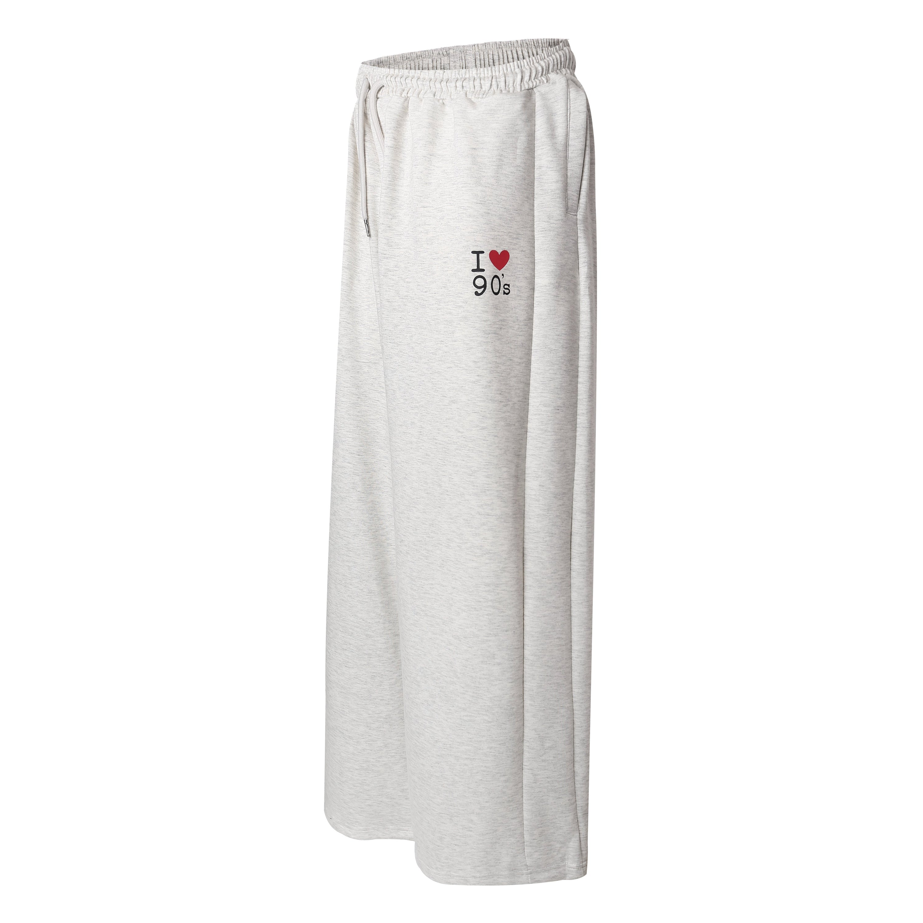 I Love 90s Wide-Leg Sweatpants | Embroidered Streetwear Joggers