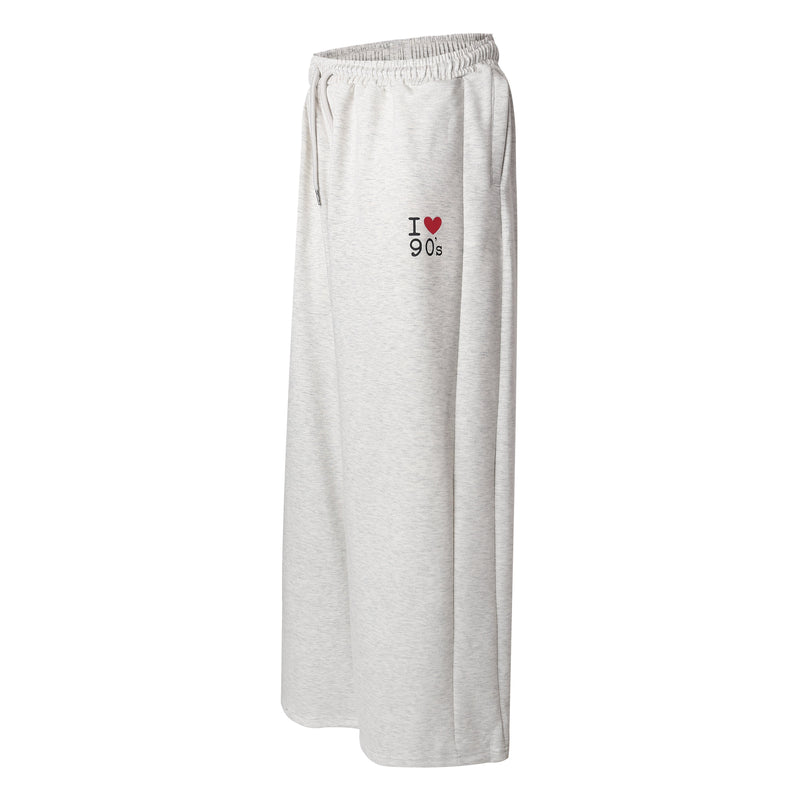 I Love 90s Wide-Leg Sweatpants | Embroidered Streetwear Joggers