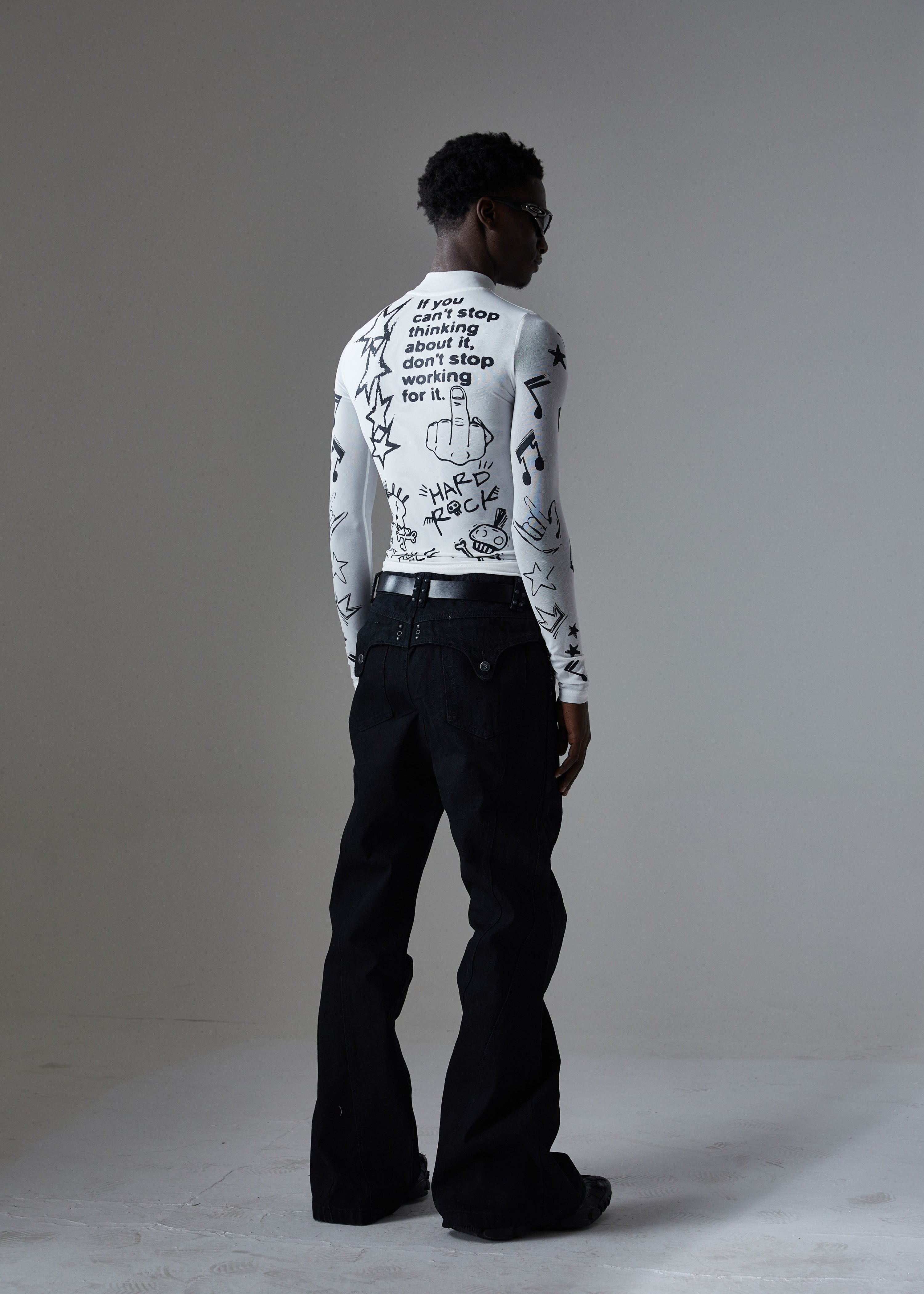 Omirad Studded Panel Wide-Leg Jeans | Dark Streetwear Denim