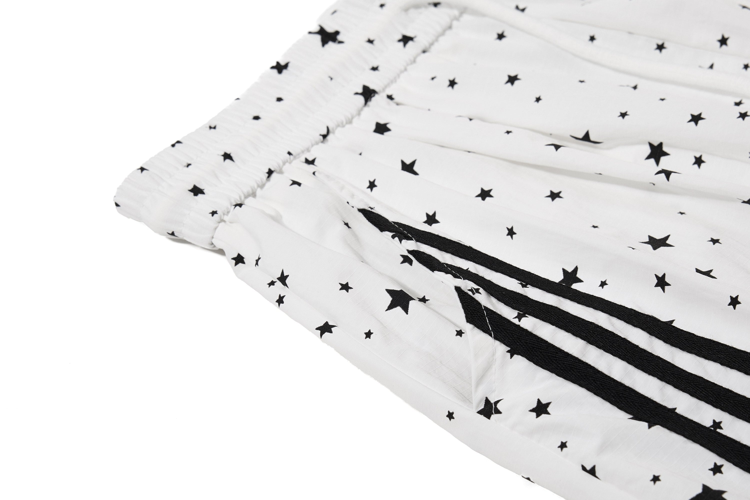 Star Print Wide-Leg Track Pants with Side Stripes | Streetwear