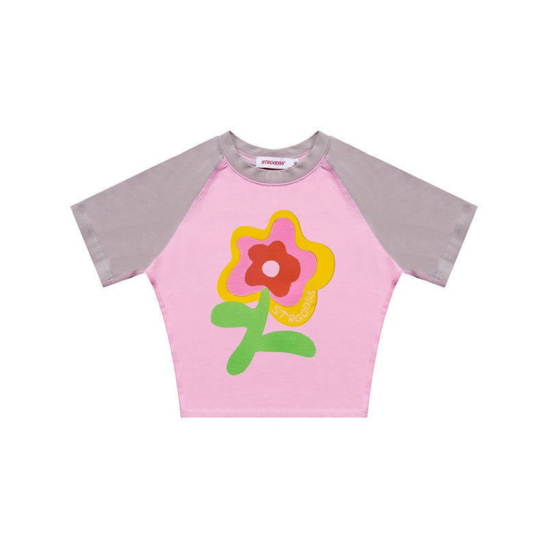 Flower Graphic Crop Tee - Seakoff