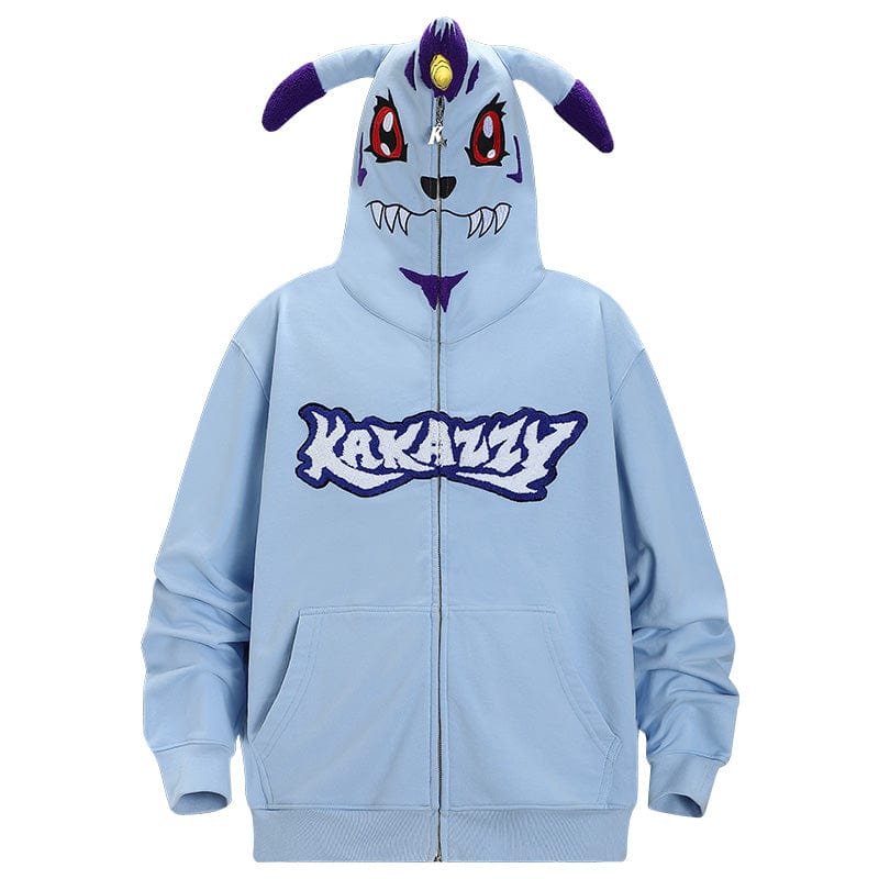 Digimon Gabumon Full Zip Hoodie Cute Anime Cosplay Hoodie Seakoff