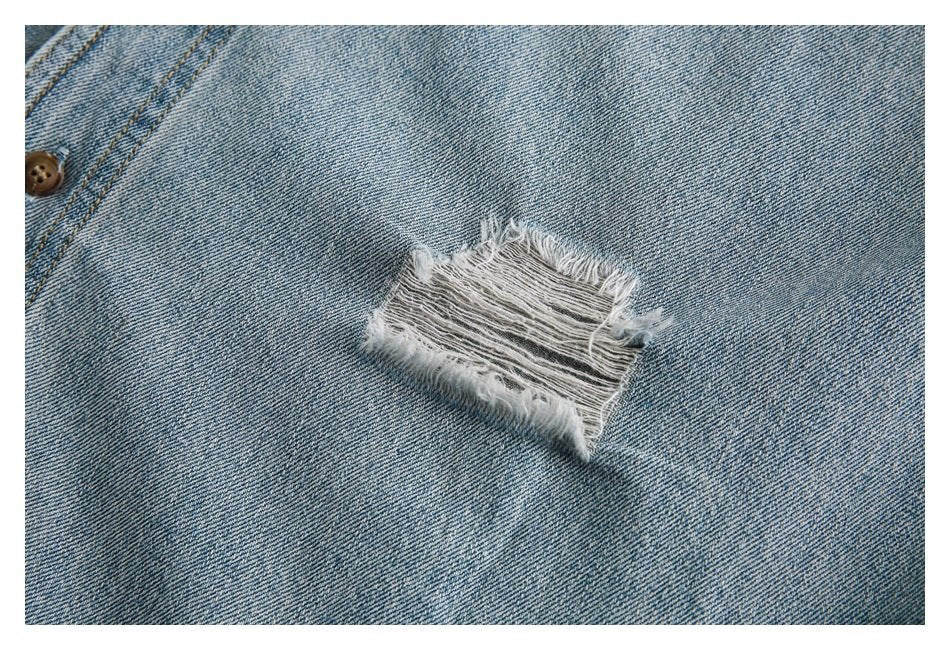 Graffiti Print Denim Chambray Shirt on Sale - Men's and Women's Short Sleeve Urban Style - Seakoff