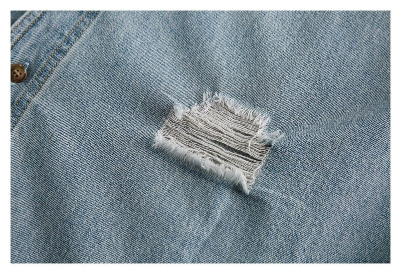 Graffiti Print Denim Chambray Shirt on Sale - Men's and Women's Short Sleeve Urban Style - Seakoff