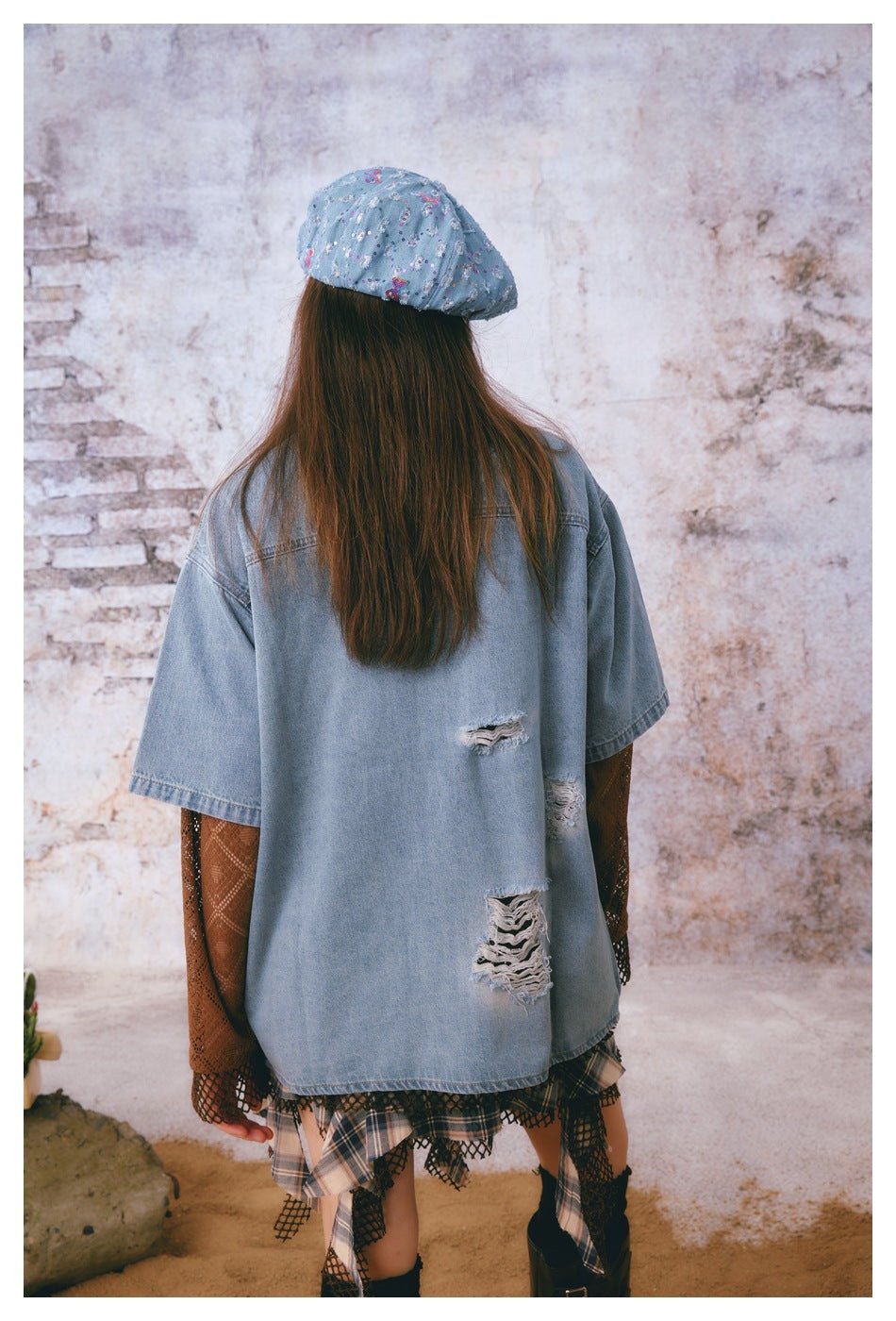 Graffiti Print Denim Chambray Shirt on Sale - Men's and Women's Short Sleeve Urban Style - Seakoff
