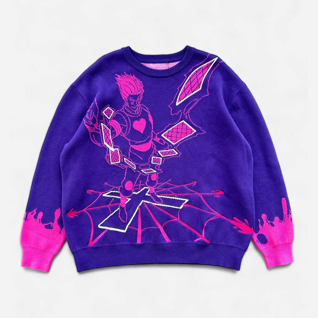 Hisoka Inspired Anime Knitted Sweater | Hunter x Hunter Premium Purple Knit Pullover