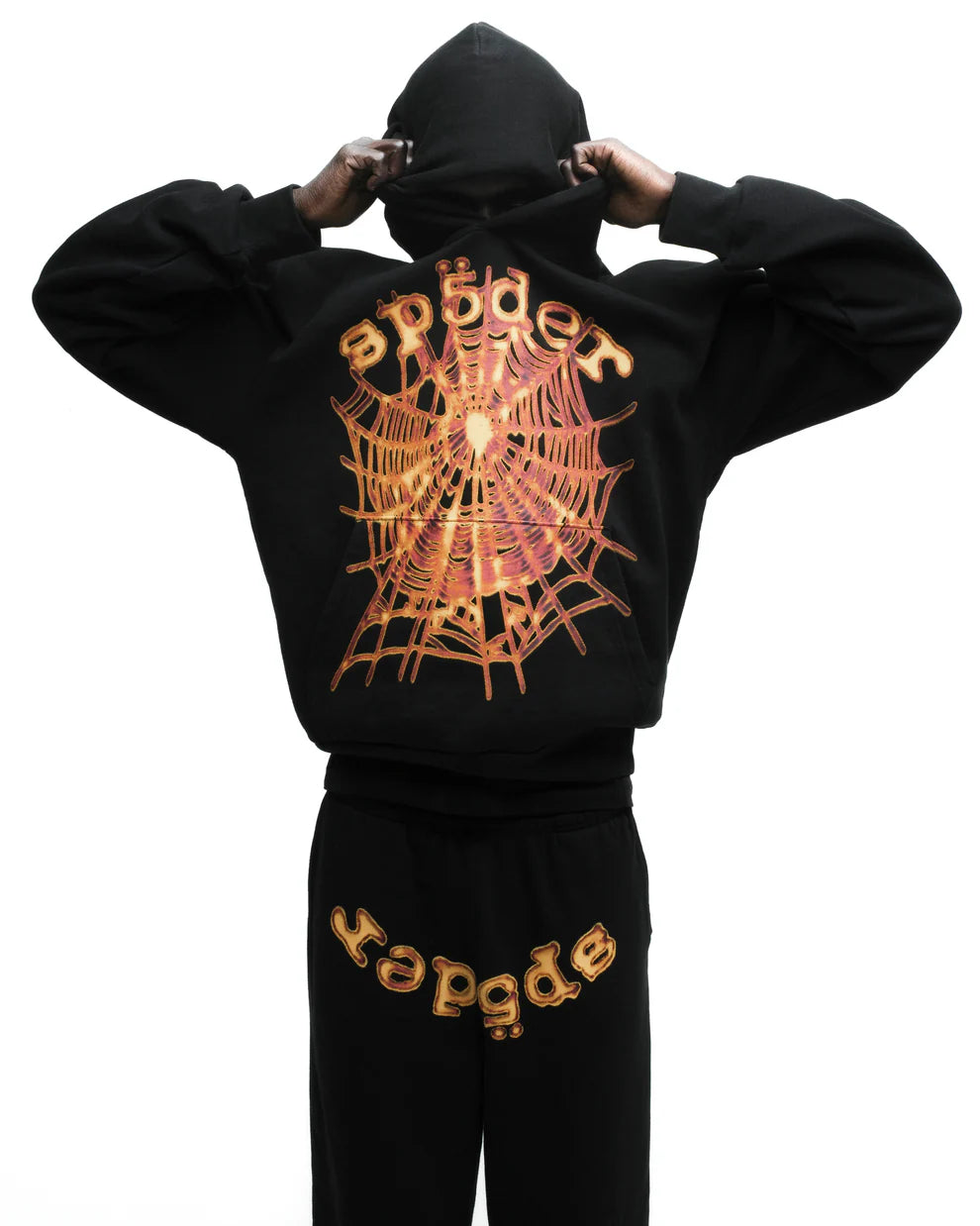 Sp5der Web Graphic Hoodie – Black &amp; Orange 440GSM Heavyweight Streetwear