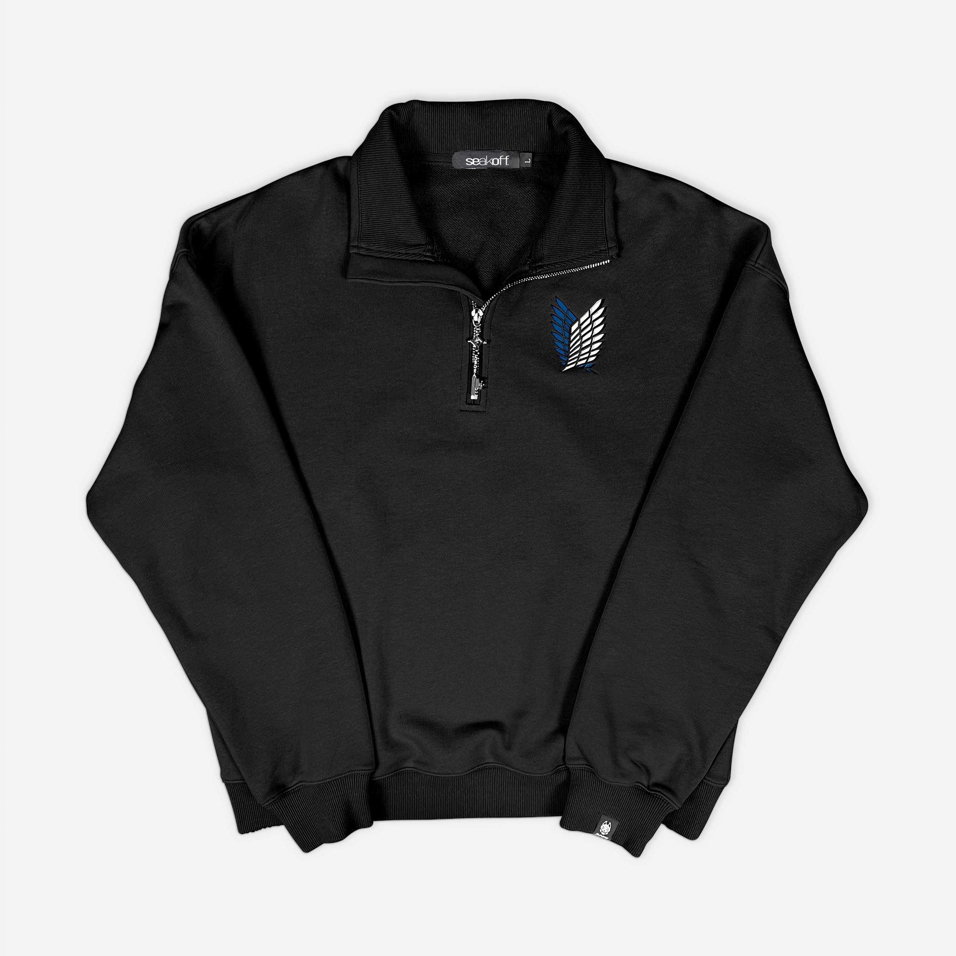 Attack on Titan Freedom Quarter-Zip | Besticktes Anime Streetwear Pullover Sweatshirt