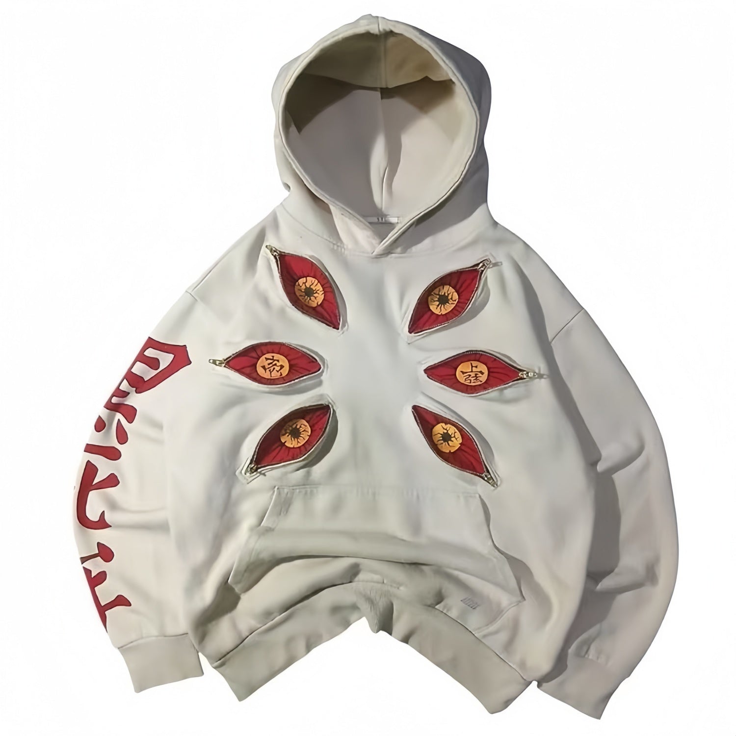 Six-Eyed Embroidered Pure Cotton Hoodie – Dark Eastern Aesthetic Streetwear
