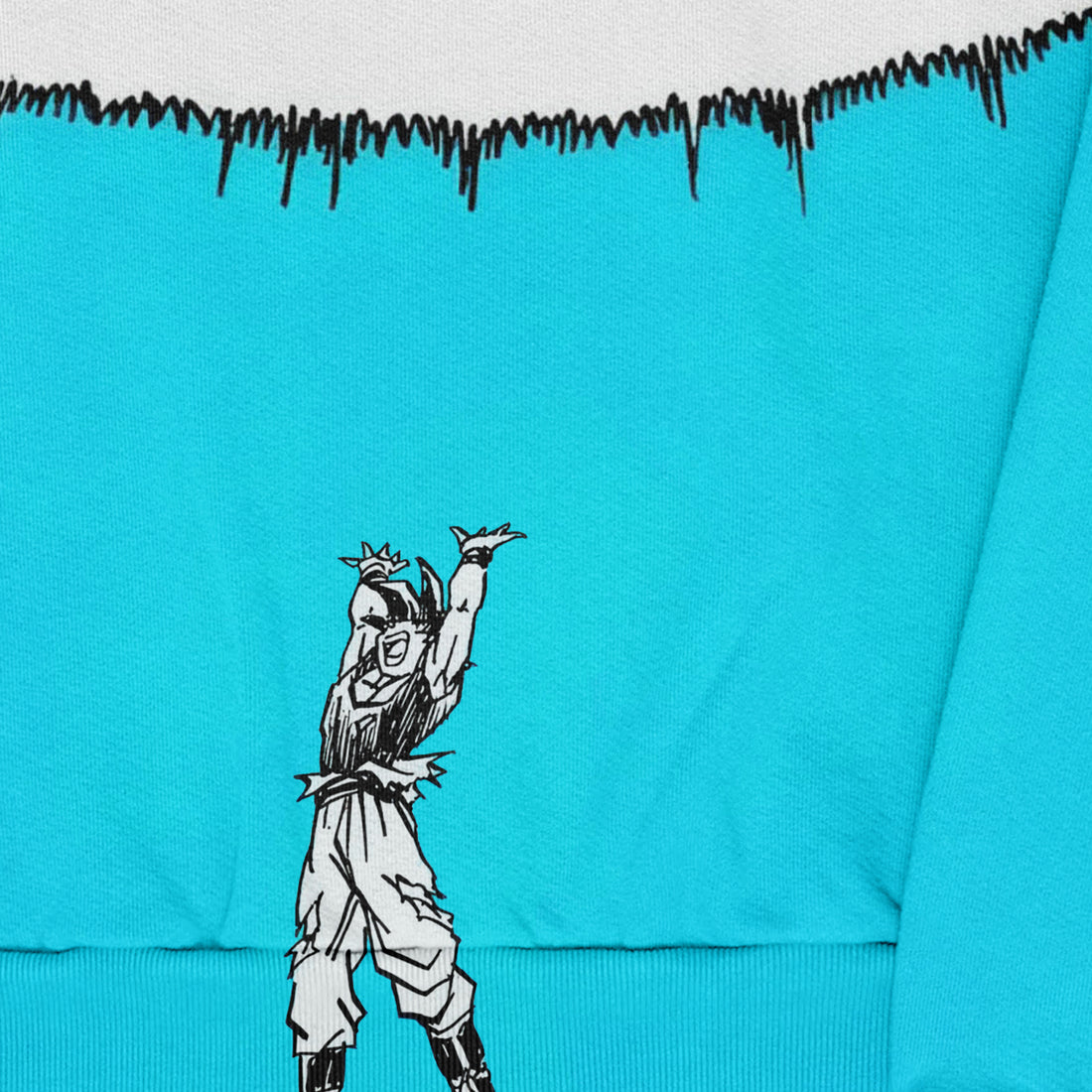 Dragon Ball Goku Spirit Bomb Sweatshirt – Teal &amp; White Colorblock Anime Pullover