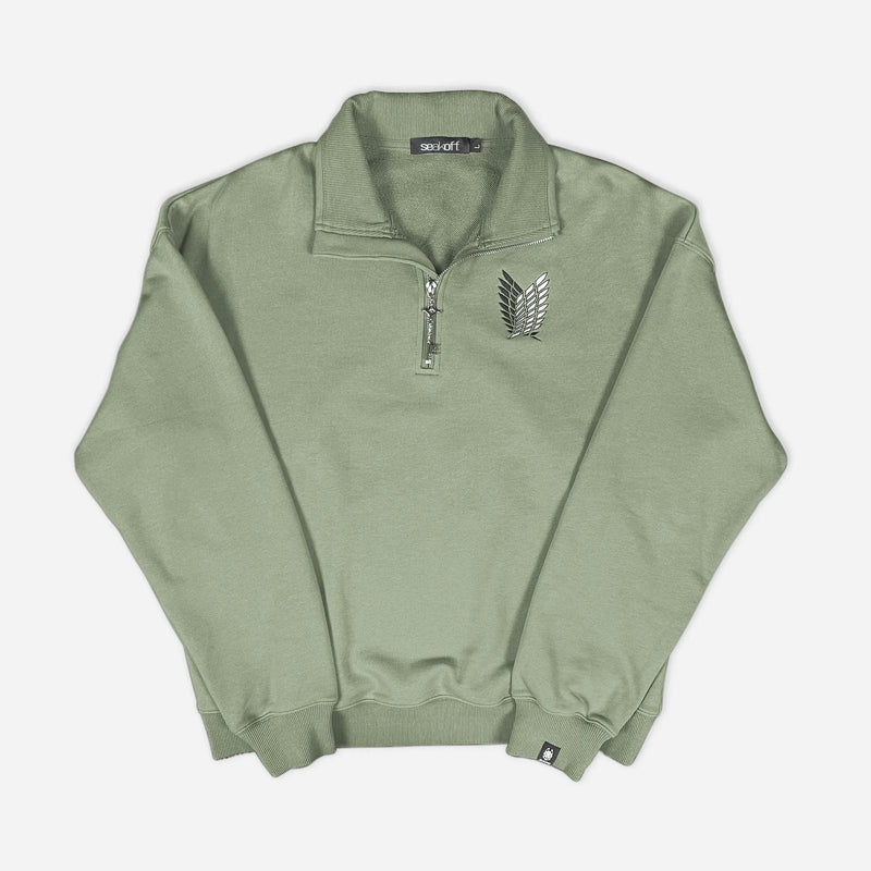 Attack on Titan Freedom Quarter-Zip | Pull Molletonné Brodé Streetwear Anime