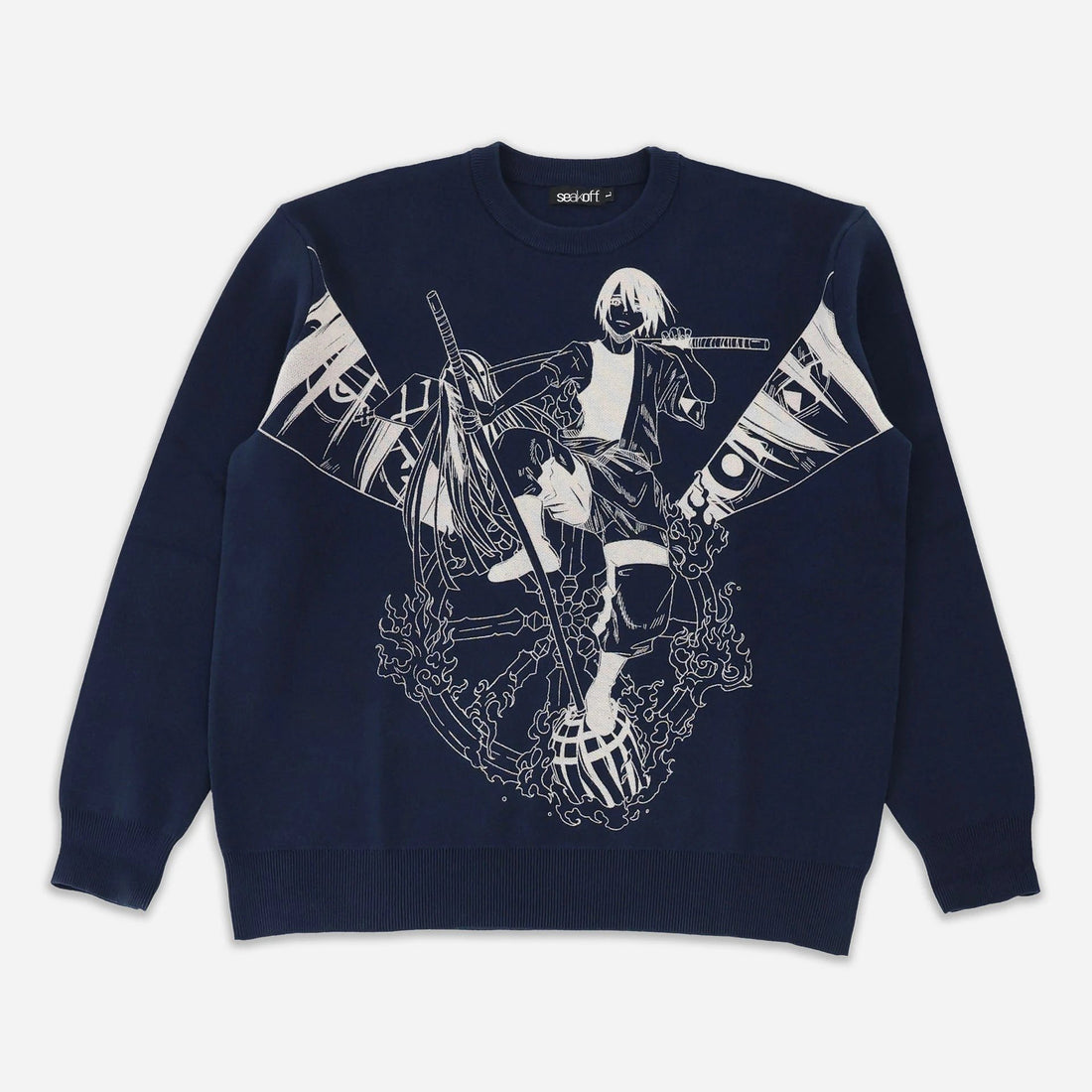 King of Destruction Inspired Anime Streetwear Sweatshirt | Premium Dark Navy Graphic Crewneck Pullover