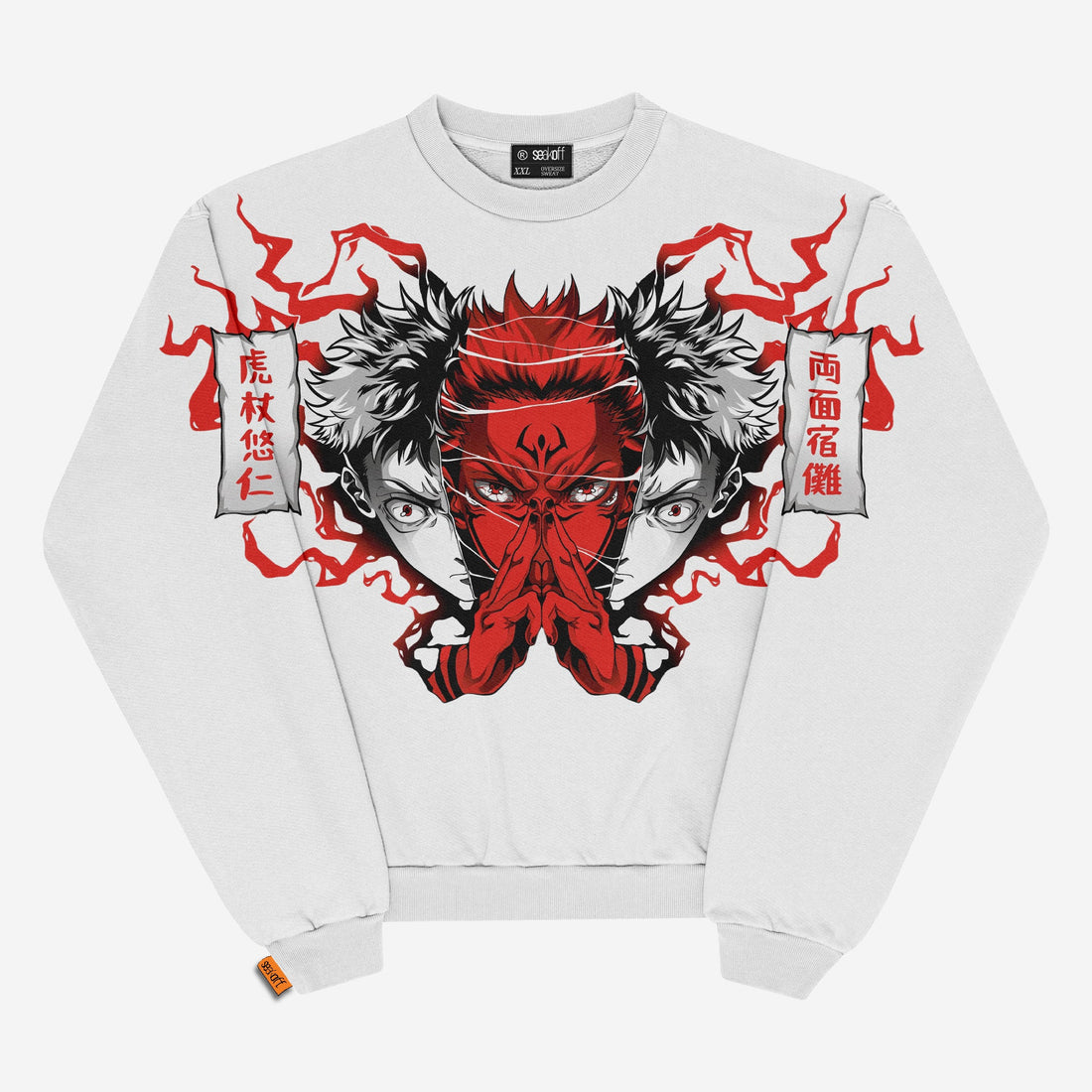 Jujutsu Kaisen Yuji Itadori &amp; Sukuna Oversized Sweatshirt | Premium Anime Apparel - Seakoff