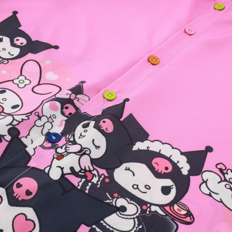 Kuromi anime button up shirt - Seakoff