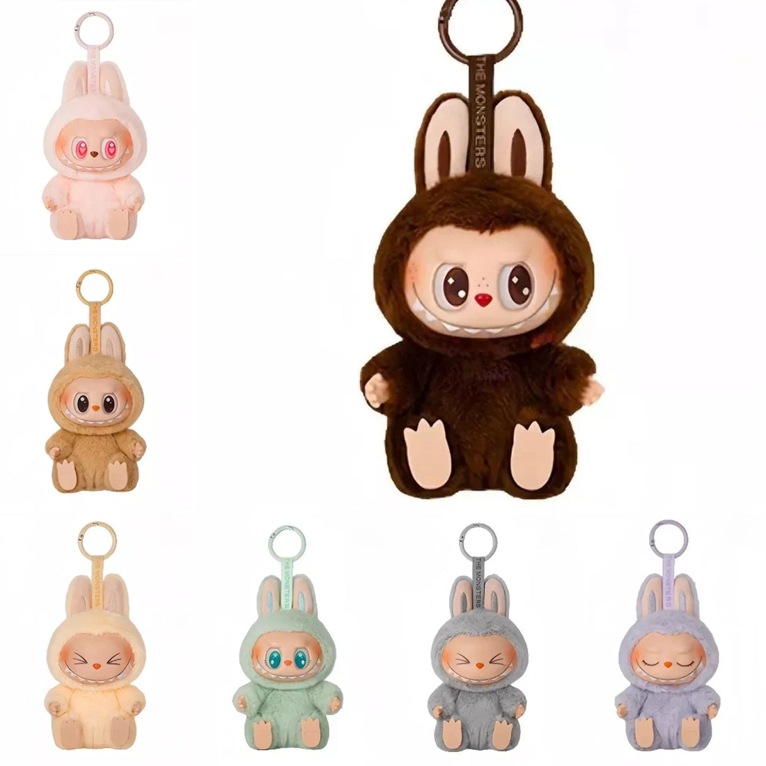 Pop Mart Labubu 7 pièces de porte-clés de poupée - Keychains de collection en édition limitée de la série Monsters