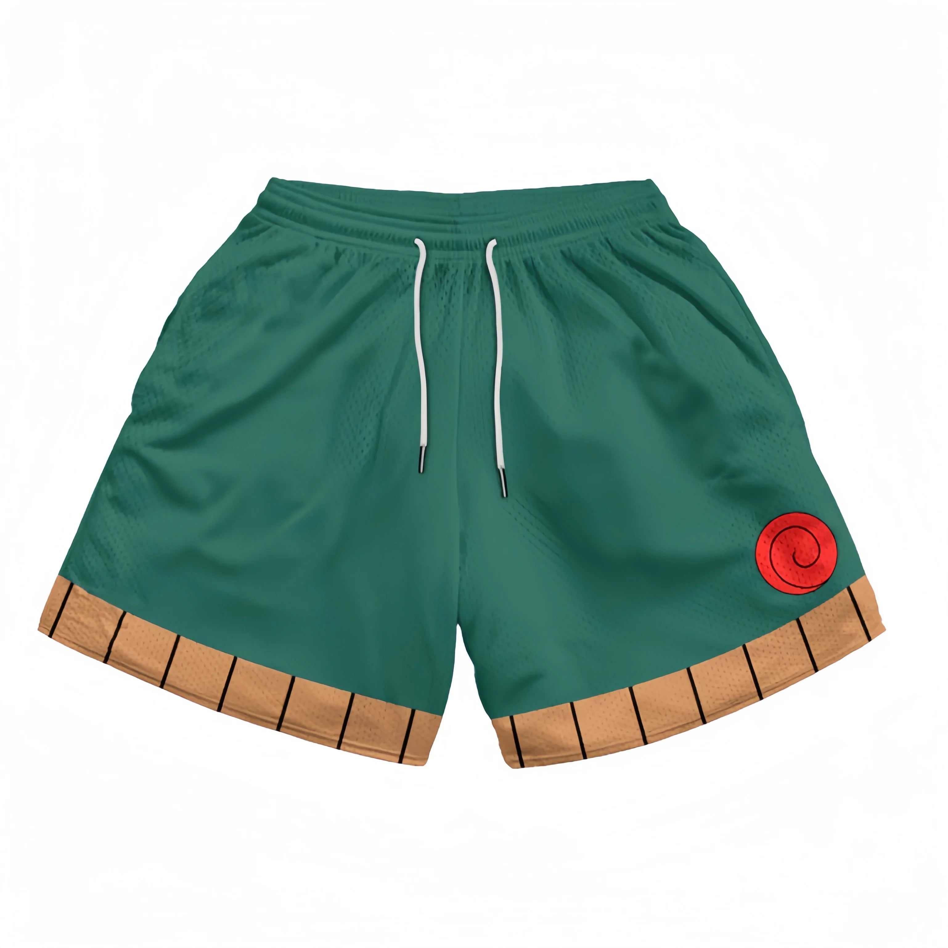 Naruto-Inspired Shorts – Rock Lee Green and Orange Training Outfit Design