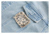 Leopard Print Trim Denim Chambray Jacket on Sale - Men&