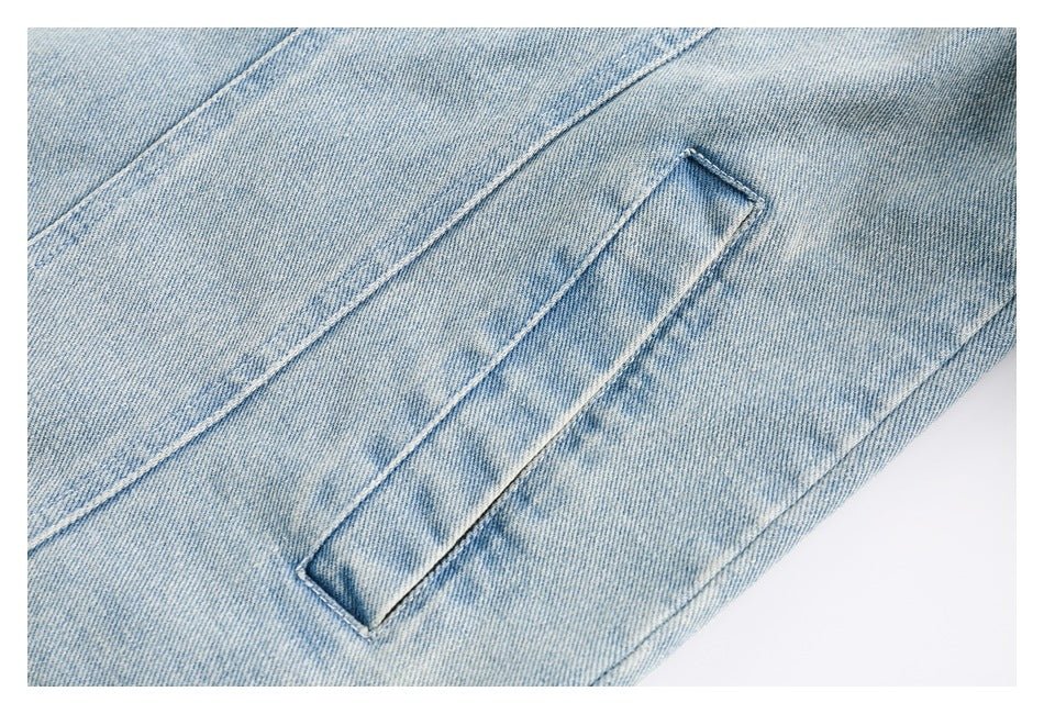 Leopard Print Trim Denim Chambray Jacket on Sale - Men's and Women's Long Sleeve Unique Style - Seakoff
