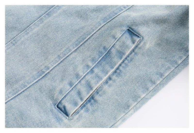 Leopard Print Trim Denim Chambray Jacket on Sale - Men's and Women's Long Sleeve Unique Style - Seakoff